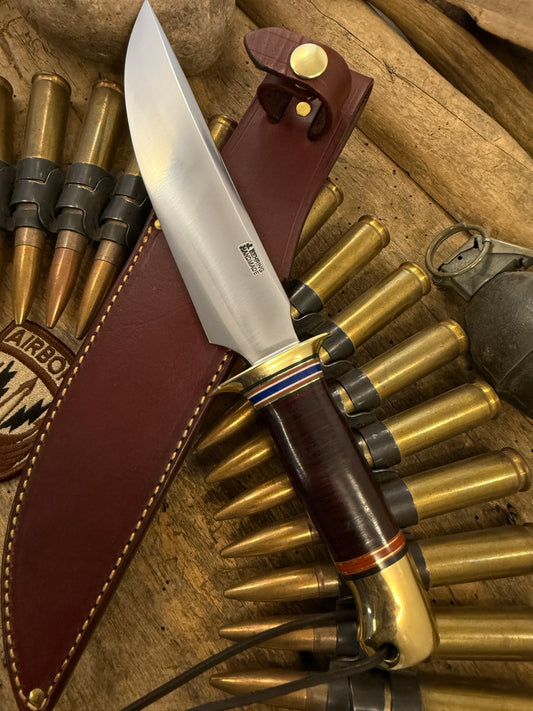 Old School Model 1 Fighter 7" Brass Brass Horse Hide wide mouth sheath