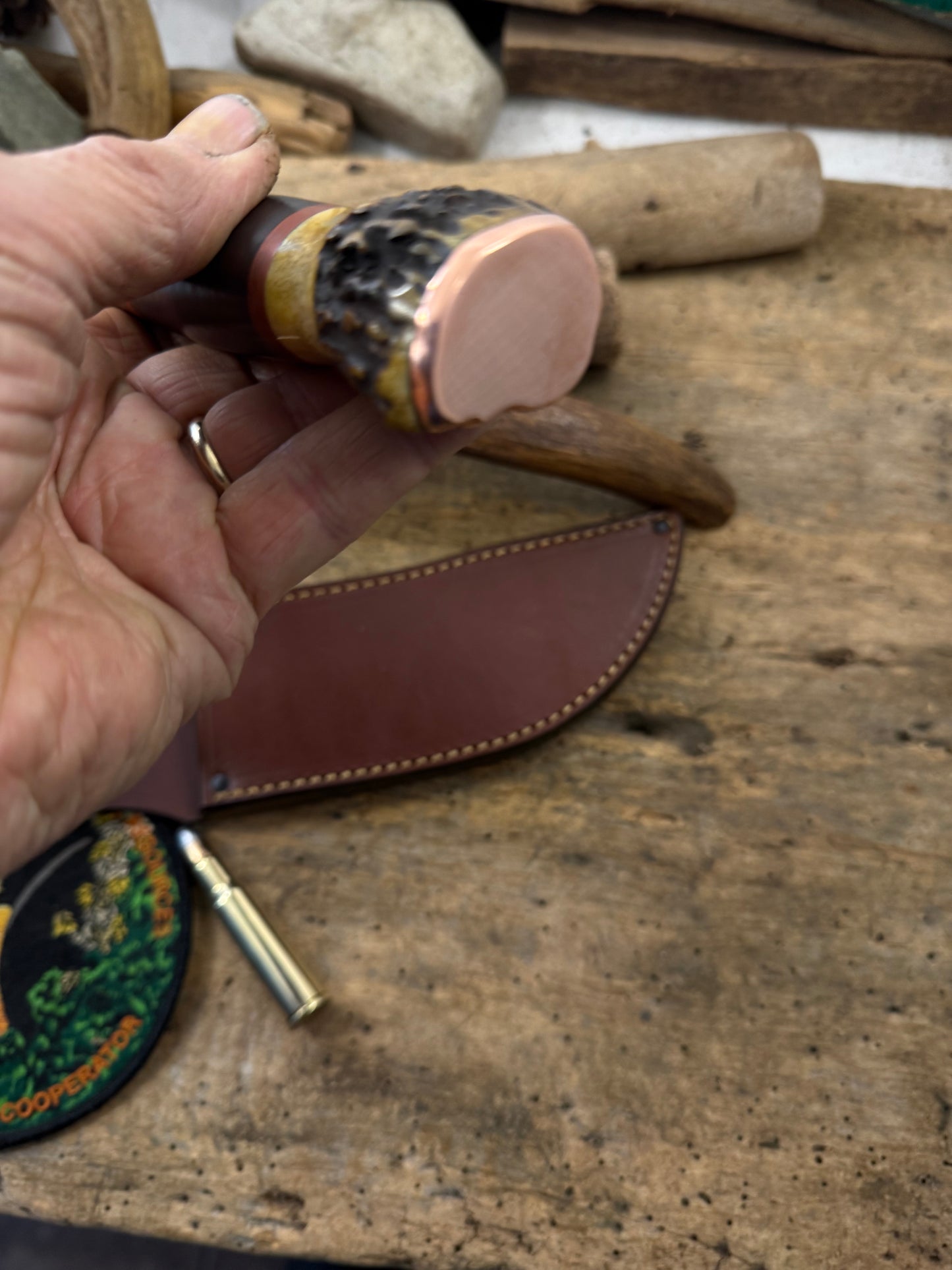 Treeman 6" Woodmonk AEB-L Copper guard Stag Butt