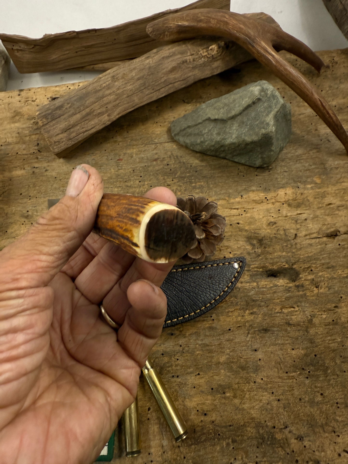 Treeman Deer & Trout 4 1/8" Blade AEBL stainless Sambar stag Mammoth Butt cap NS