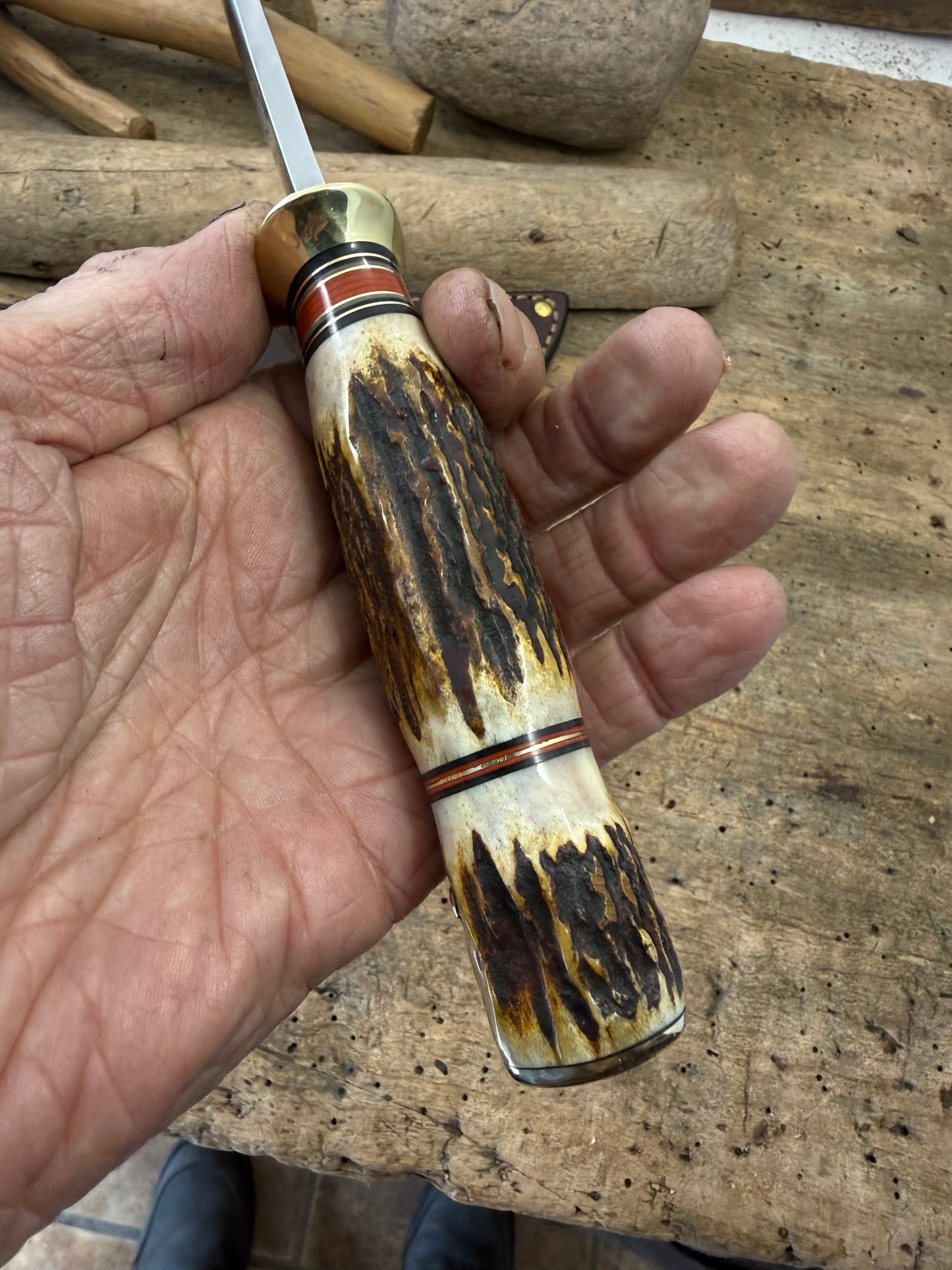 Treeman Stag/Stag Woodcraft 6" Blade  Brass guard