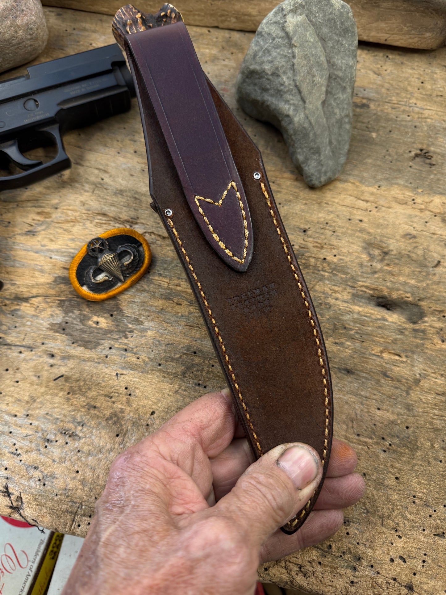 Model 1 - 6" Fighter Nickel Horse Hide Crotch Stag