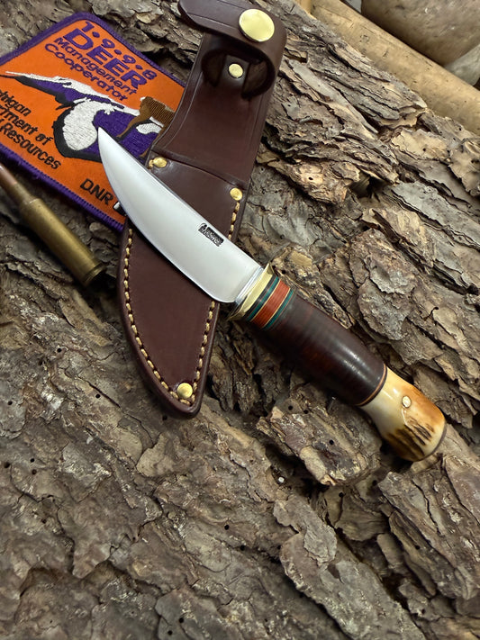 Sharptail Hunter 3 1/2" AEB-L Stainless Horse Hide Stag Mammoth