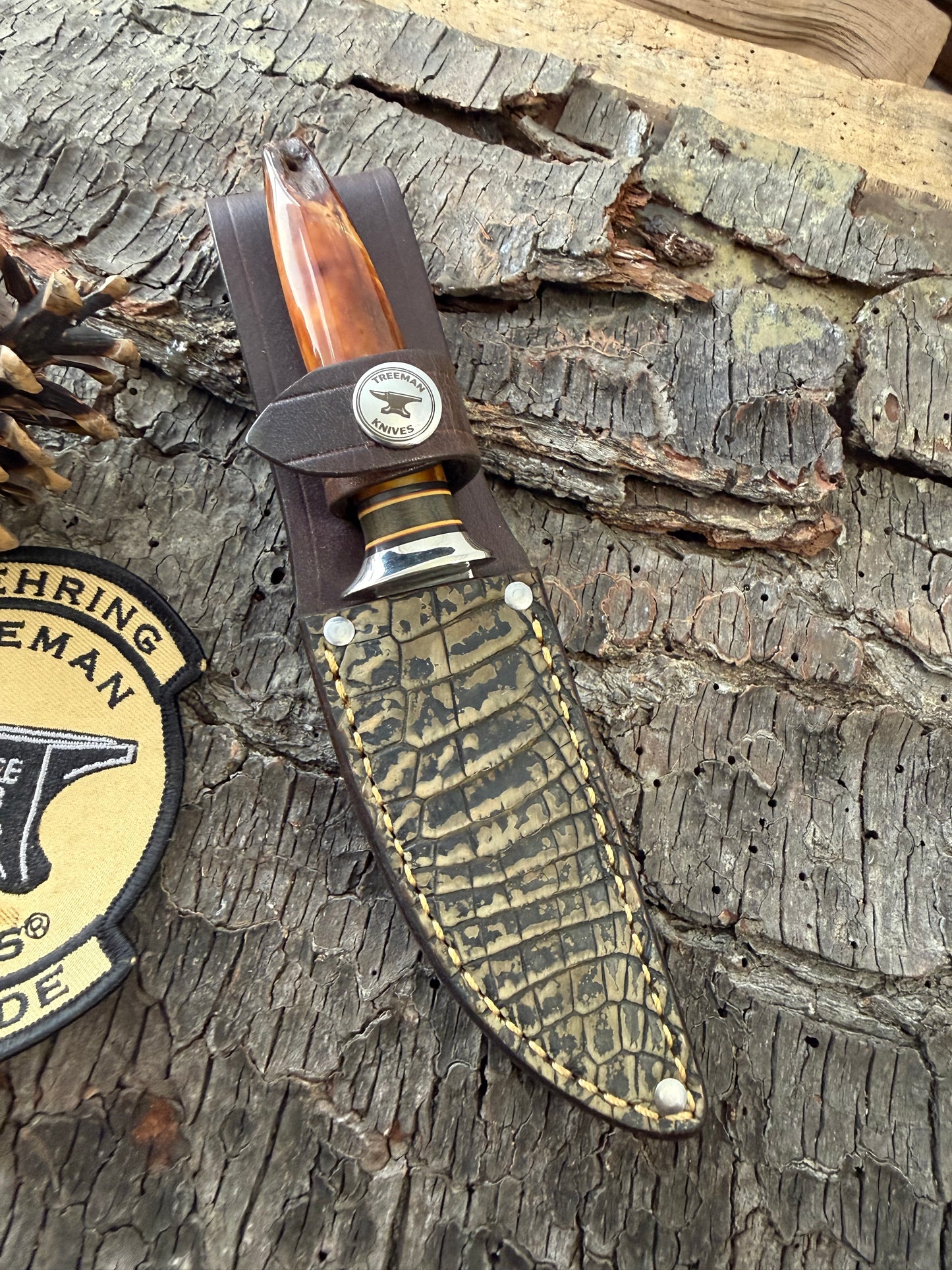 Treeman Artifact Ivory Trout Knife Crock Sheath AEB-L