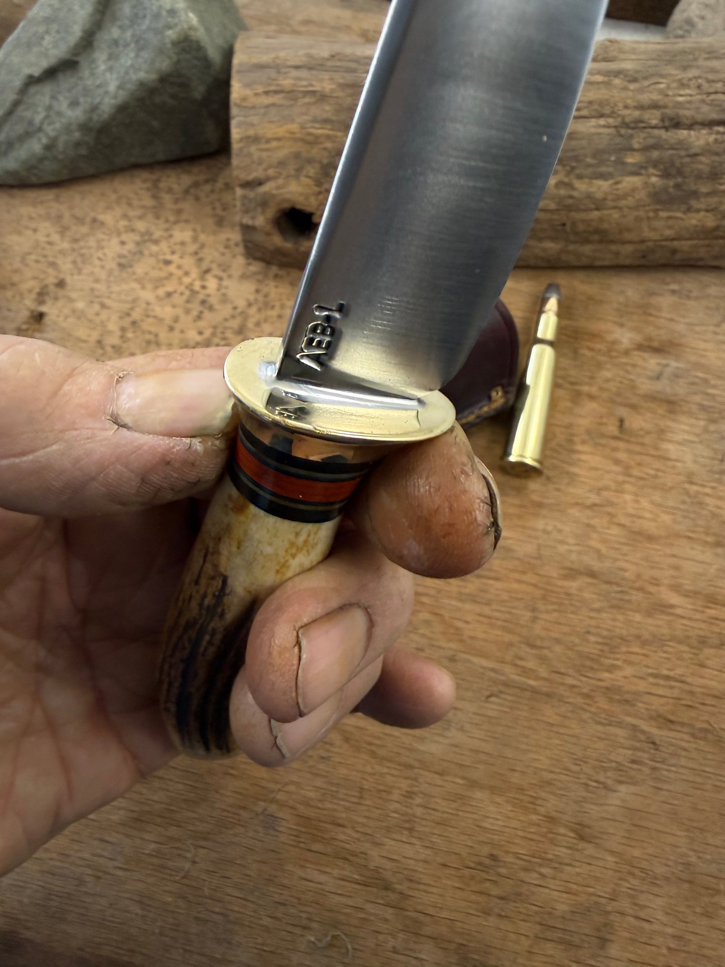 Trout Knife AEB-L Stainless Stag Mammoth Pocket Sheath