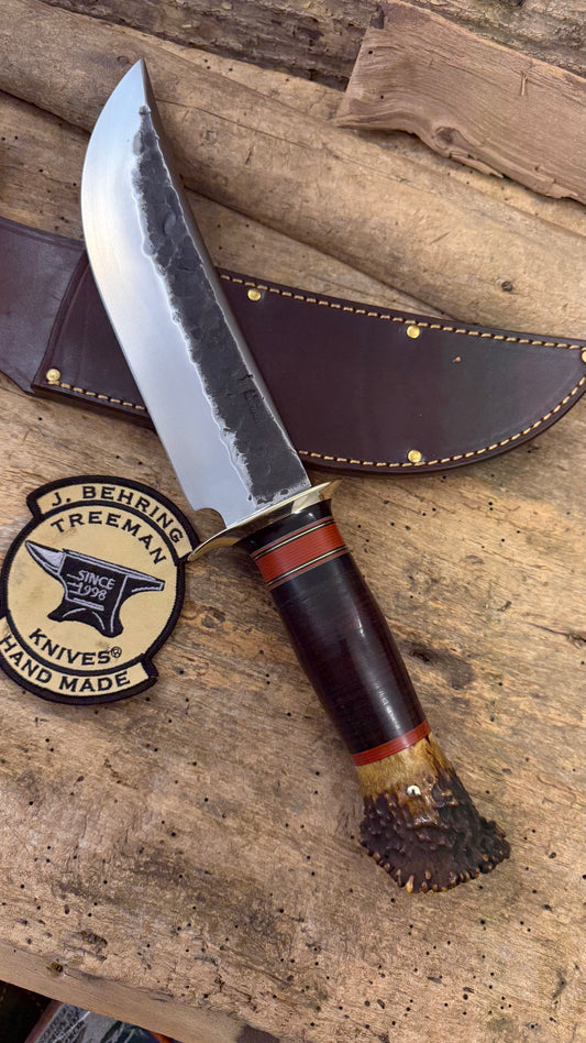 Treeman Big Fat 8"  Hammer Mark Camp Knife Crown Stag