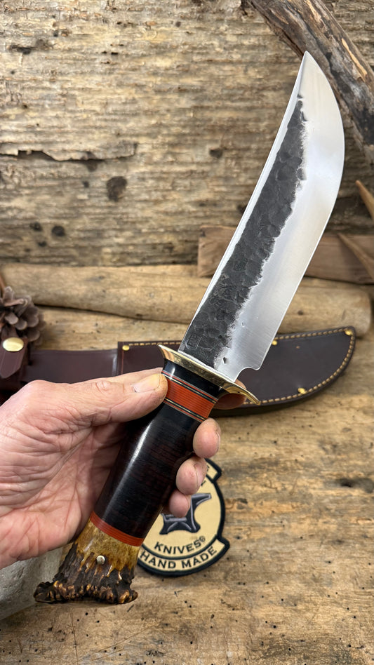 Treeman Big Fat 8"  Hammer Mark Camp Knife Crown Stag