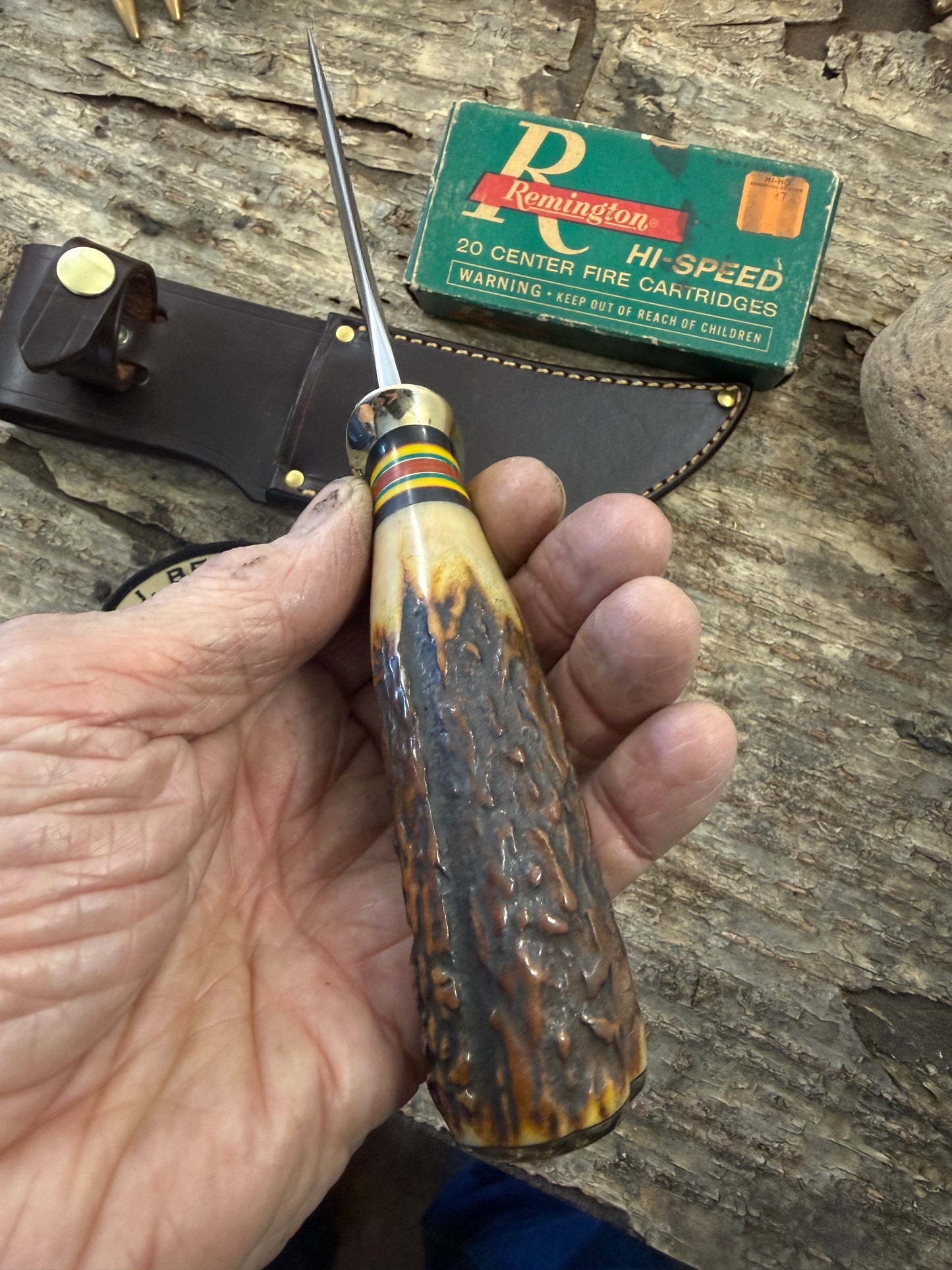 Treeman 5" Big Bay Hammermark Brass Red Sambar Stag