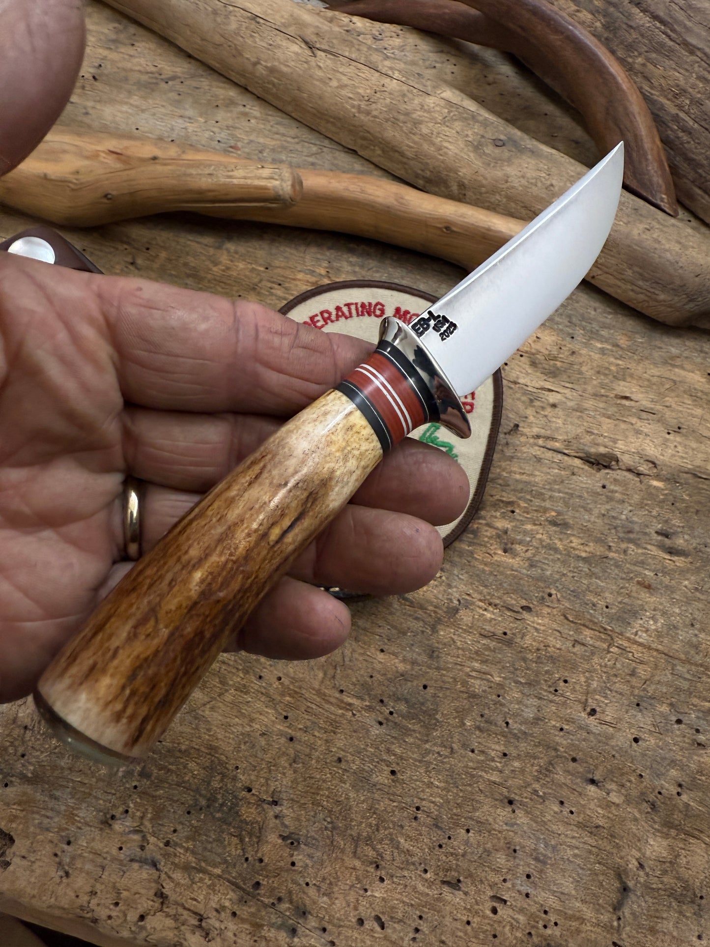 Trout 3.5" AEB-L Razor Blade Steel Moose Horn Mammoth Ivory Shark