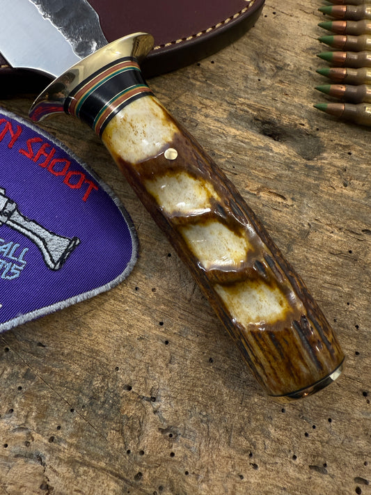 Treeman DBL Skull Fighter 6 3/4" Heavy Duty Hammer Mark Blade Finger Grip Stag