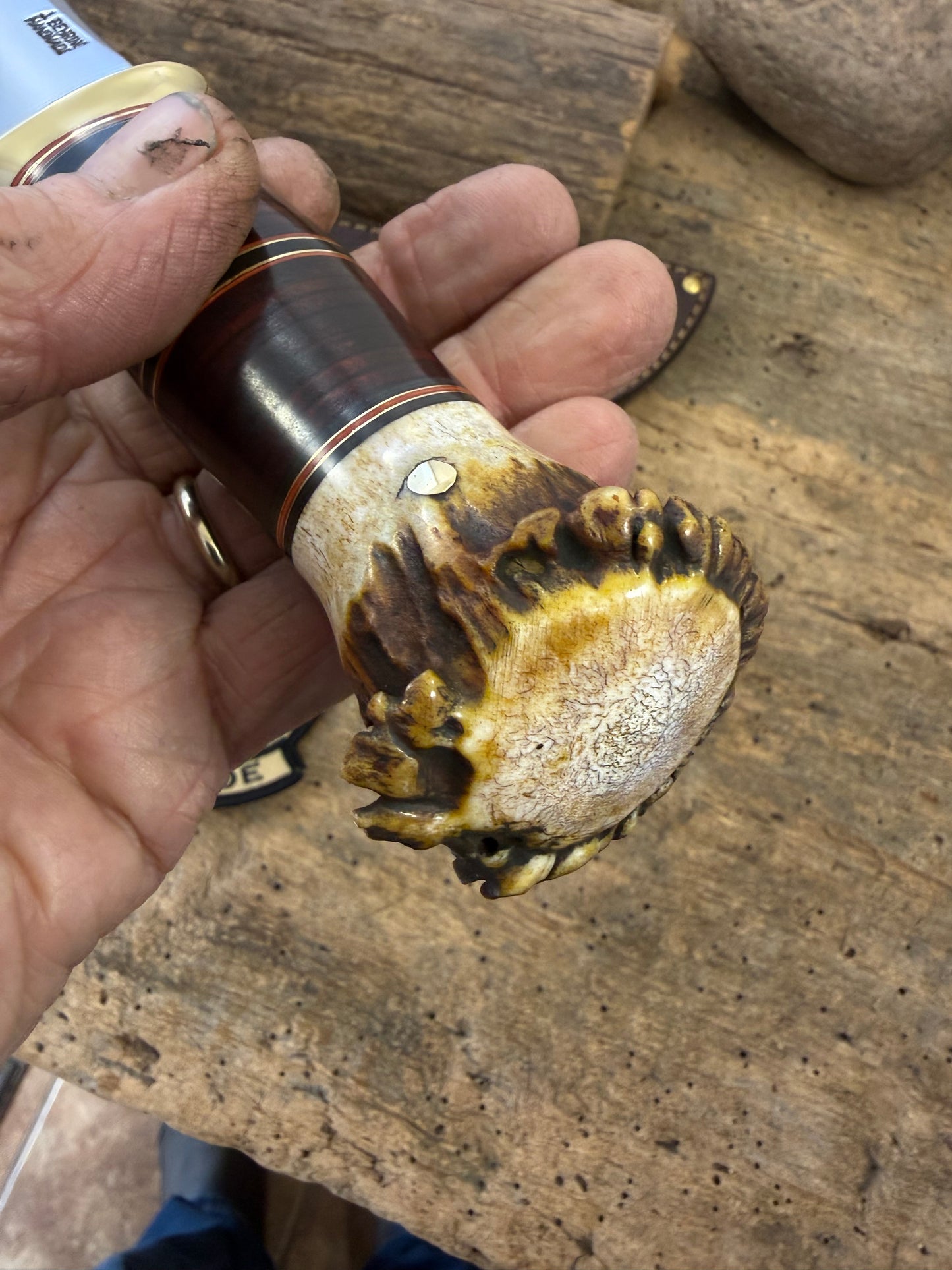 Treeman Woodmonk 5 1/2" Blade Horse hide Crown Stag