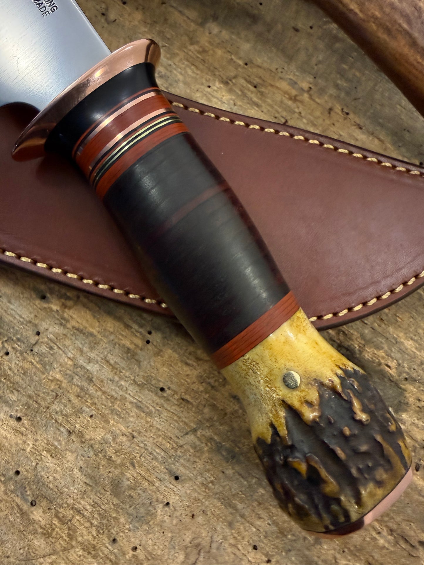 Treeman 6" Woodmonk AEB-L Copper guard Stag Butt