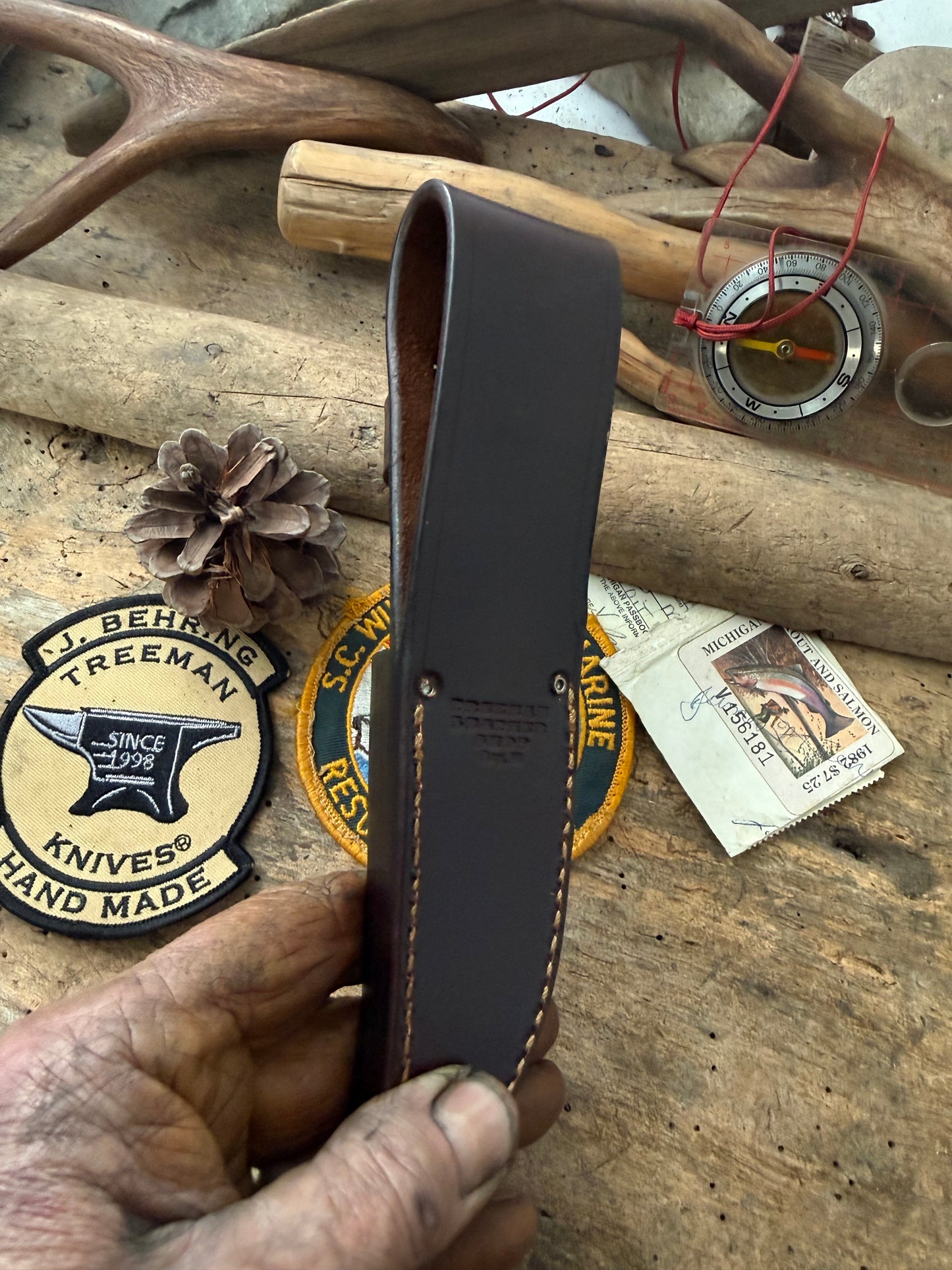 Treeman Bird & Trout Copper Horsehide Crotch Stag