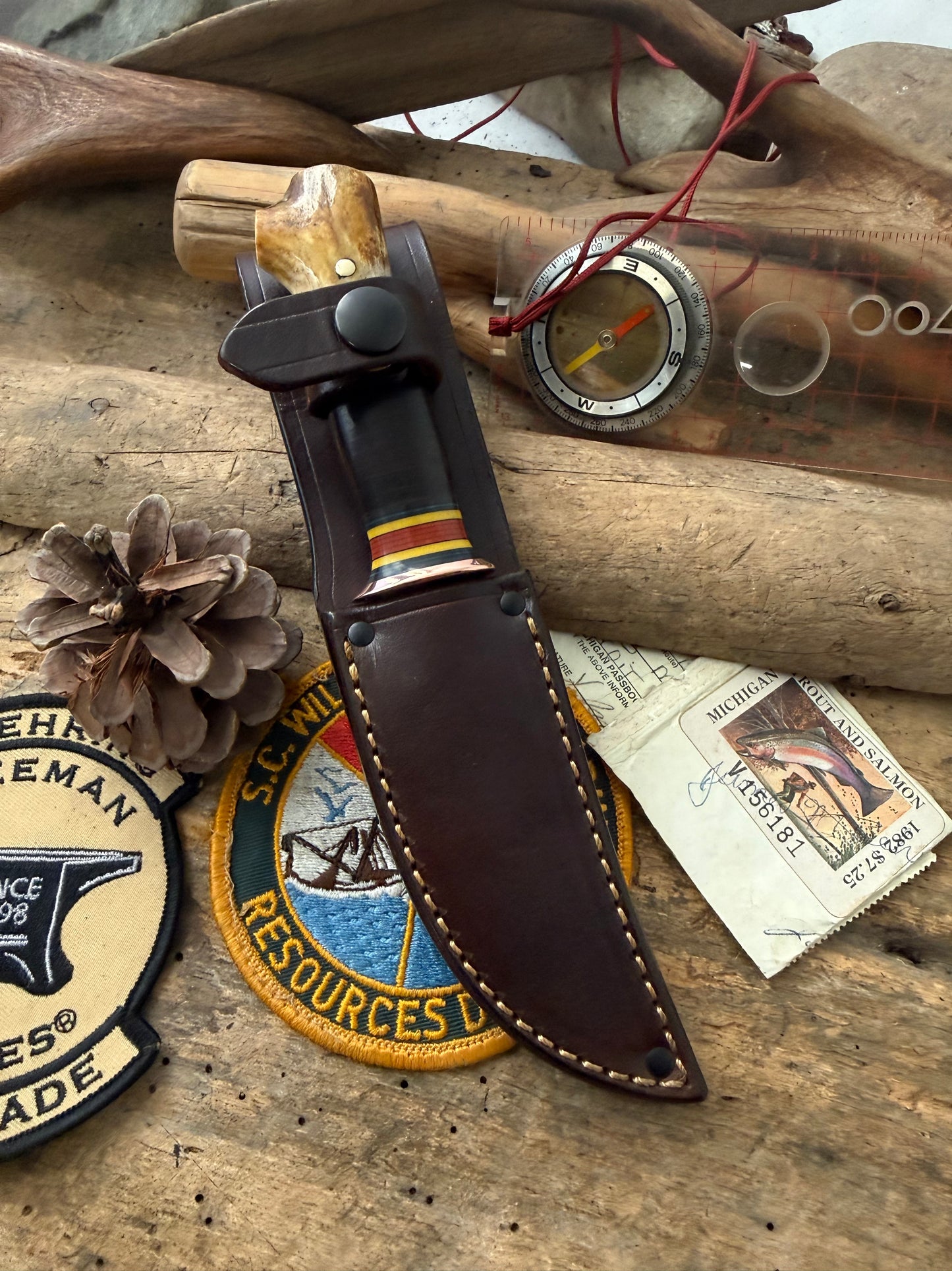 Treeman Bird & Trout Copper Horsehide Crotch Stag