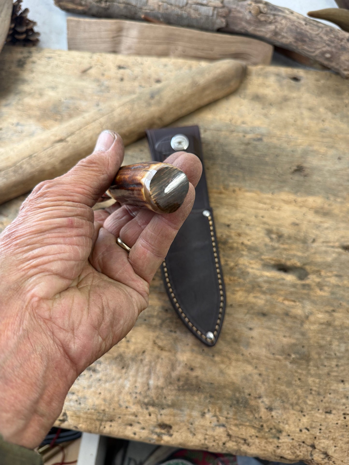 Treeman Special Hinter 4 1/4" AEB-L stainless Nickel Guard 120 Year old German Stag Ivory butt cap