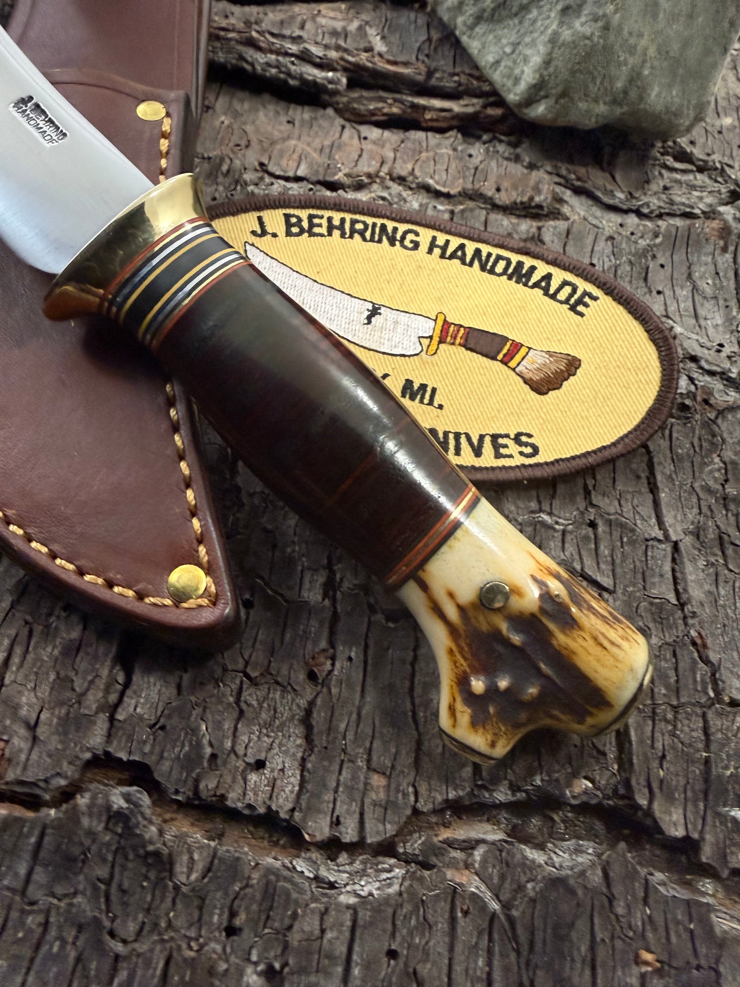 Treeman 4" Deer & Trout Skinner Horse hide pinned brass cap crotch stag butt