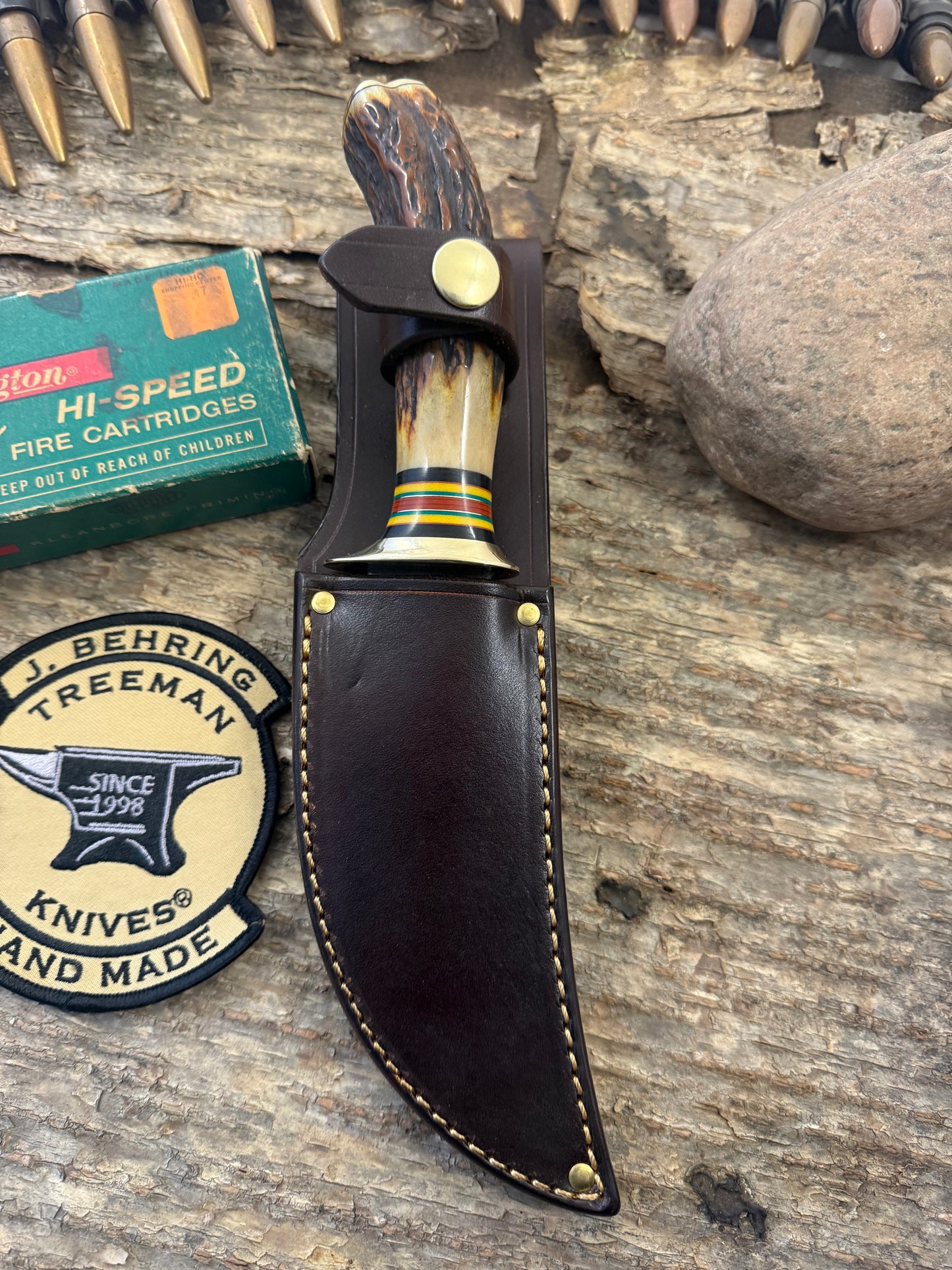 Treeman 5" Big Bay Hammermark Brass Red Sambar Stag