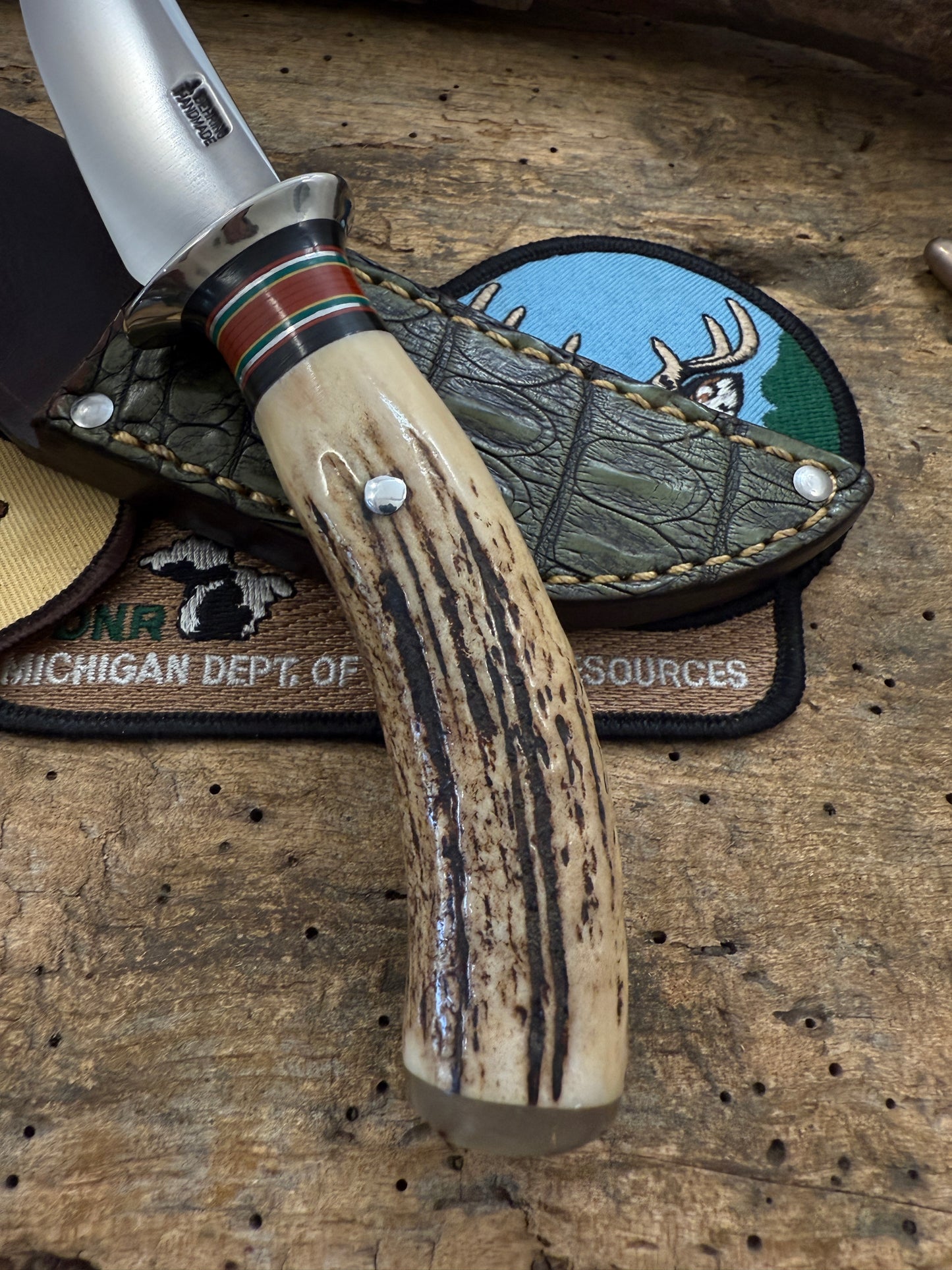 Treeman Trout Knife Green Crock Stag Sheep Horn Stude Spring