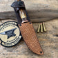 Treeman Trout & Deer Knife Forged 1095 Copper Guard Sambar Stag Musk Ox Butt  Beaver Tail Sheath
