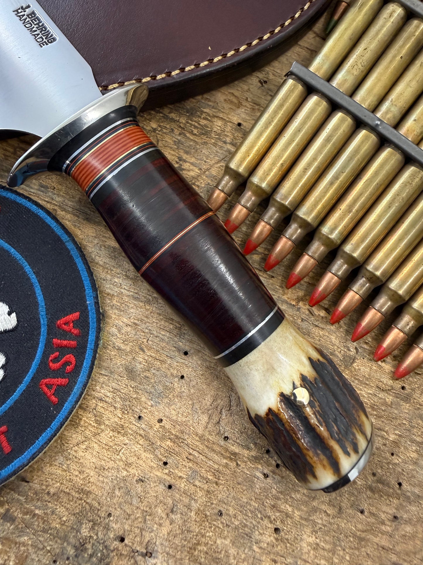 Treeman Spear Point Fighter AEB-L 6" Nickel Horse Stag