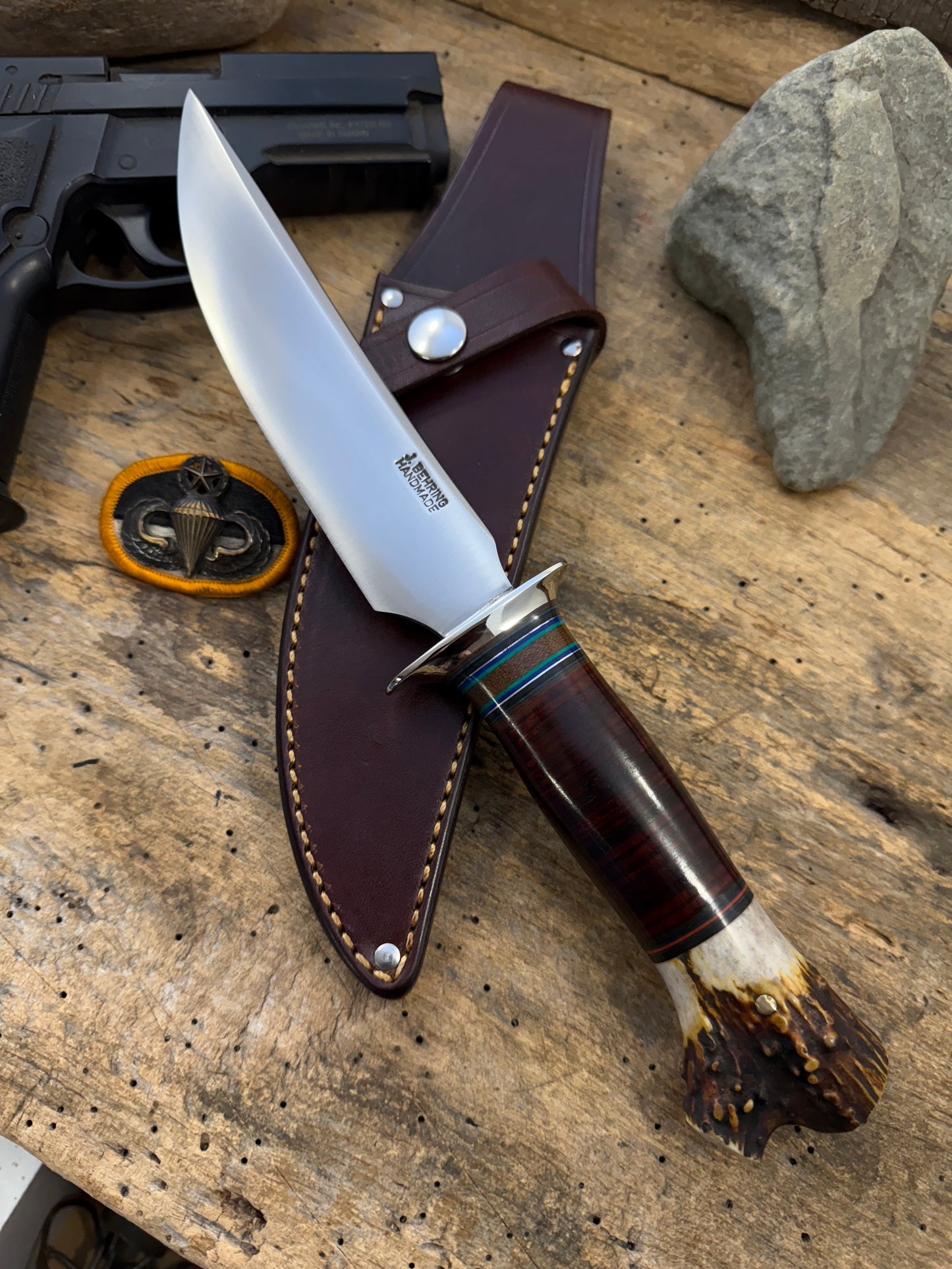 Model 1 - 6" Fighter Nickel Horse Hide Crotch Stag