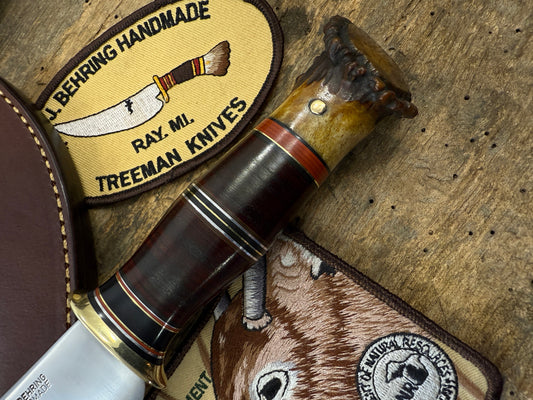 Old School Sticker 5" Brass Guard Horse hide old Wisconsin Crown stag