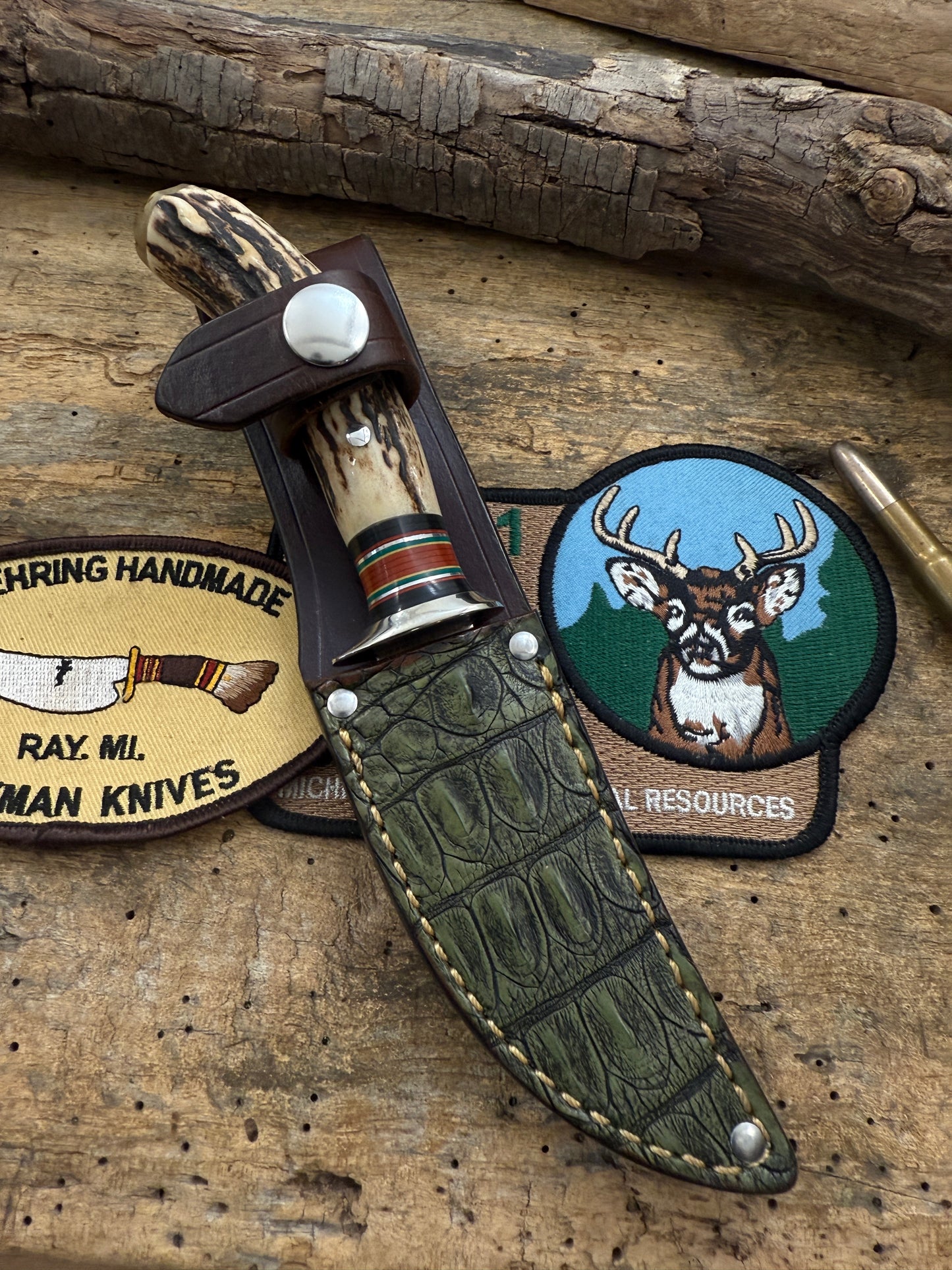 Treeman Trout Knife Green Crock Stag Sheep Horn Stude Spring