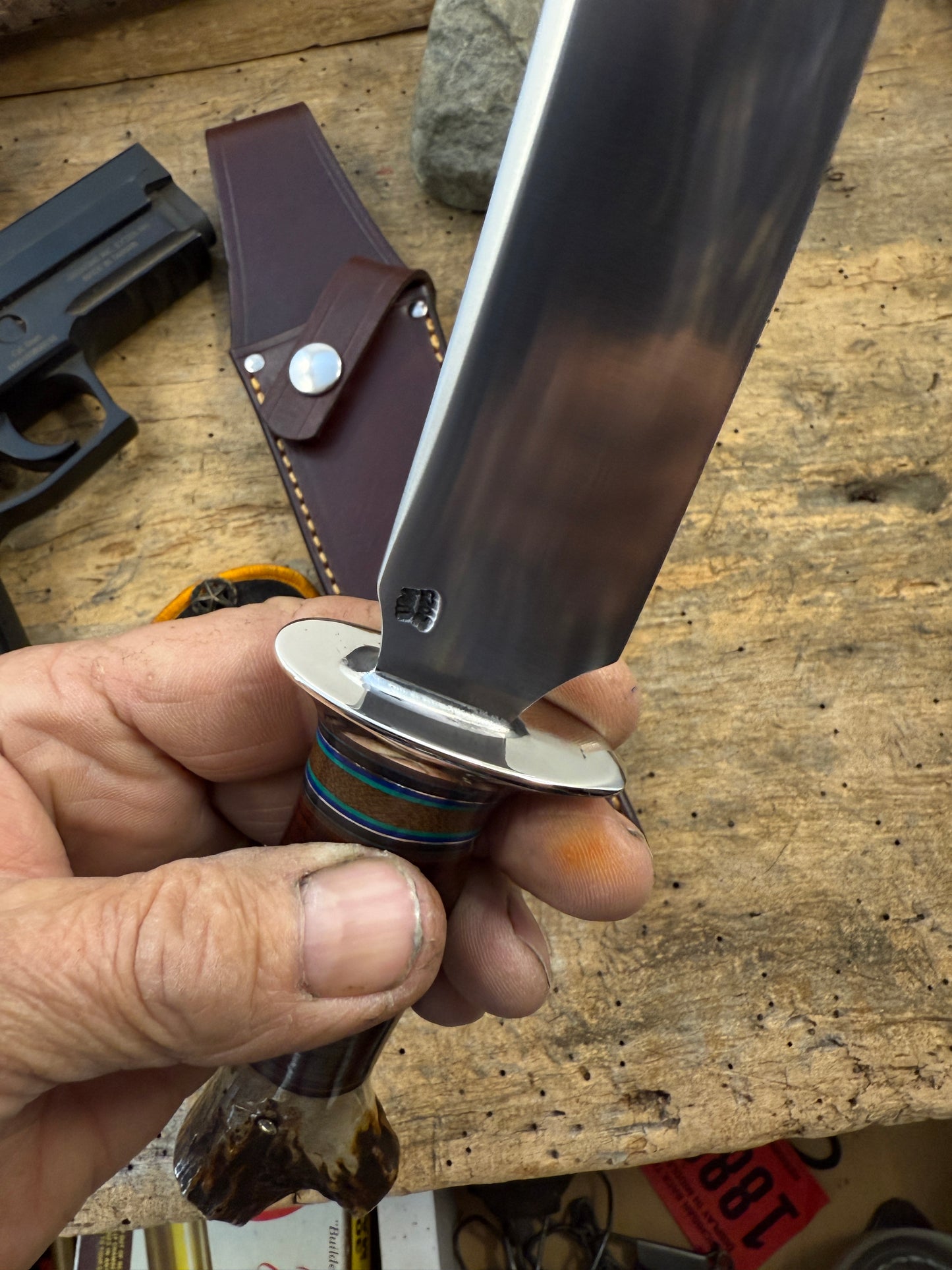 Model 1 - 6" Fighter Nickel Horse Hide Crotch Stag