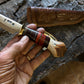 Vintage Treeman Hunter Made 2004 5 1/4" O1 Forged Blade Crotch Stag Water Lily Horse Hide Sheath