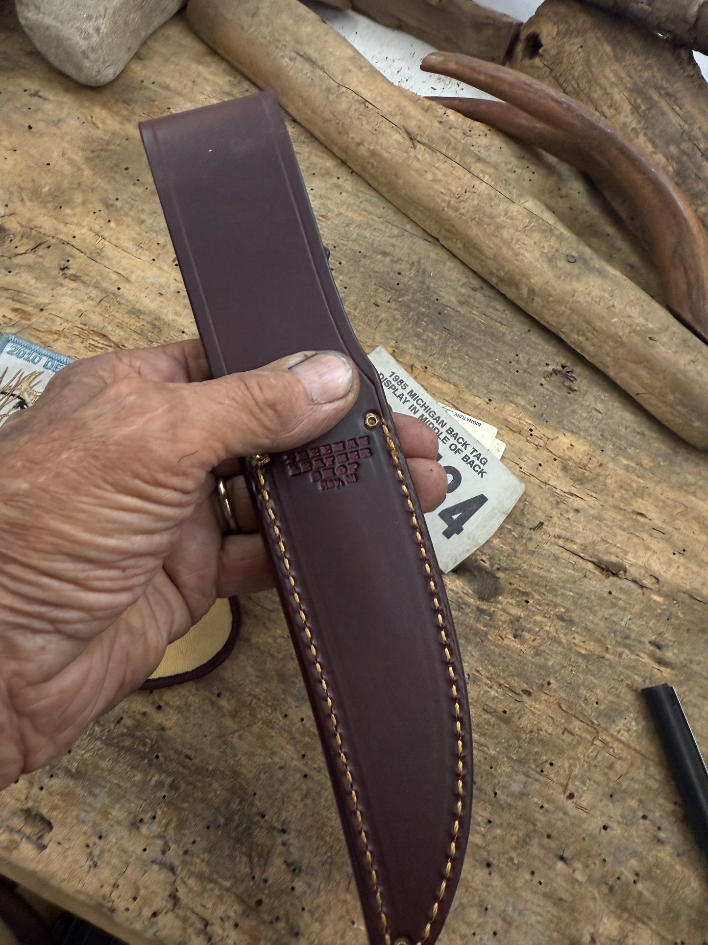 Old School Scagel Style Deer & Trout 5" Blade Horse hide Crotch Stag