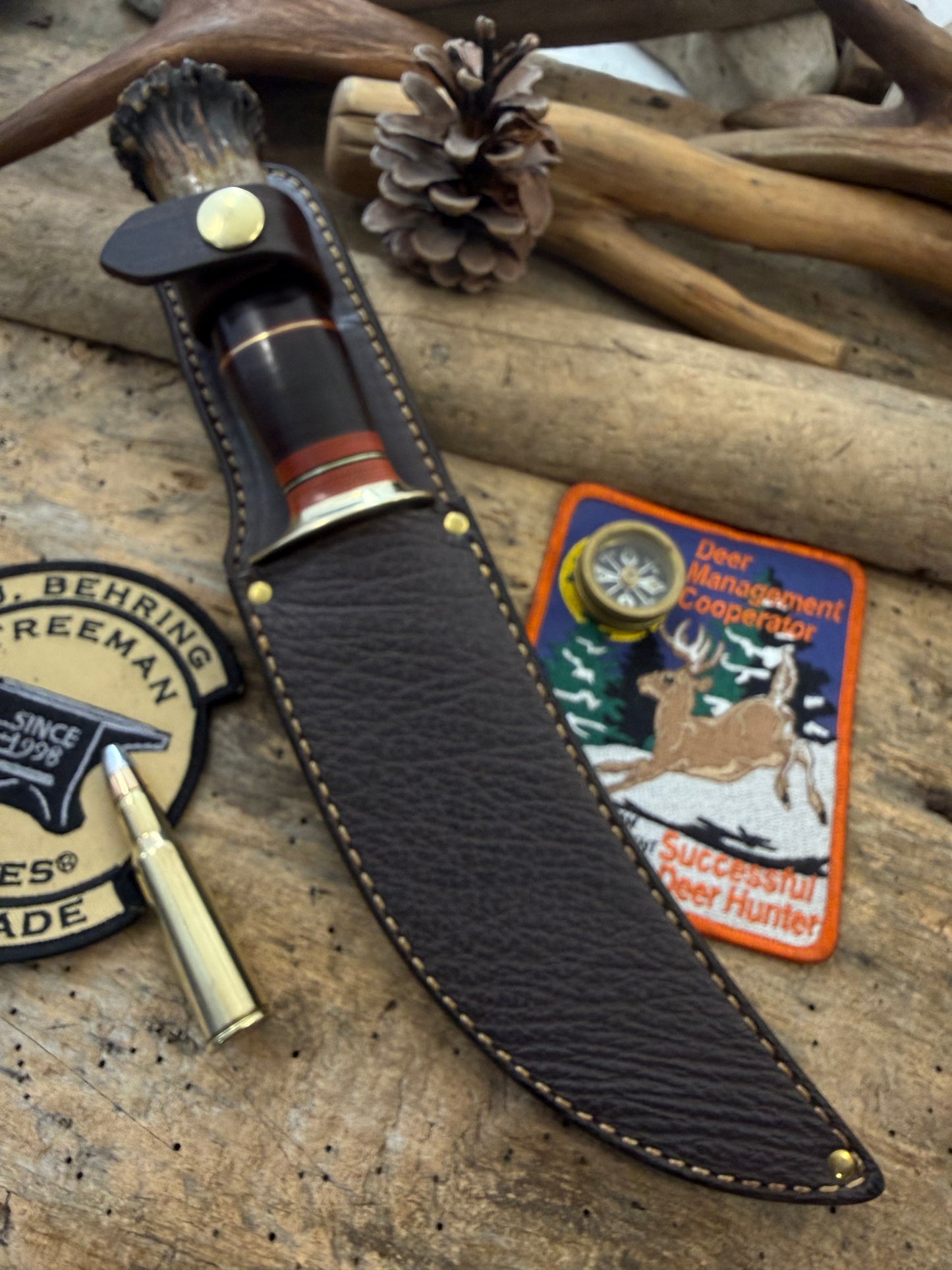 Treeman Big 6" Skinner Horse hide crown Stag