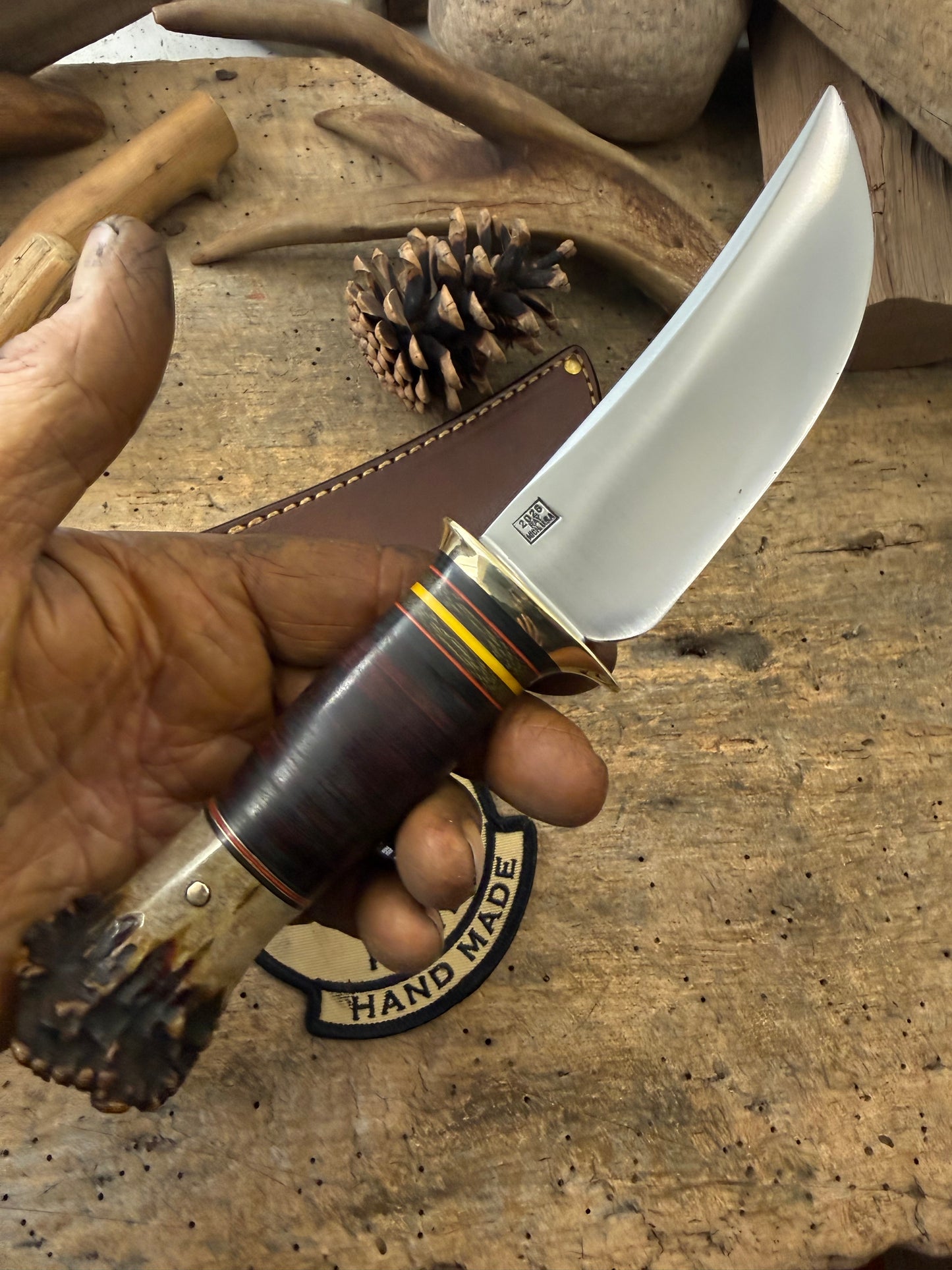 Treeman  Big Bay Hunter Brass Horse Hide Crown Stag