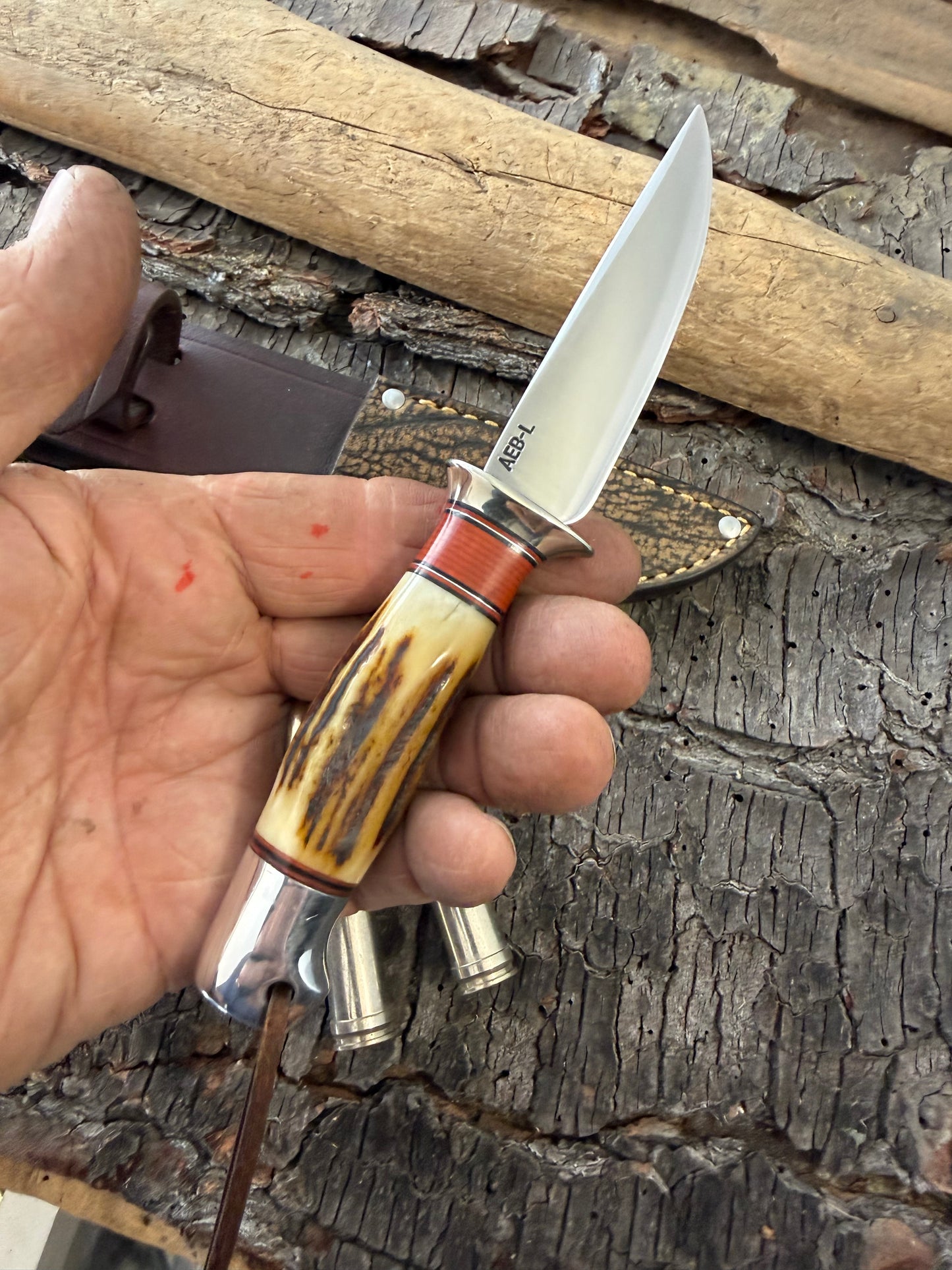 Treeman Trout Stag Aluminum AEB-L Stainless Giraffe Sheath