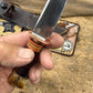 Treeman Trout Knife 3 3/8" 1095 hand forged blade horse hide crotch stag