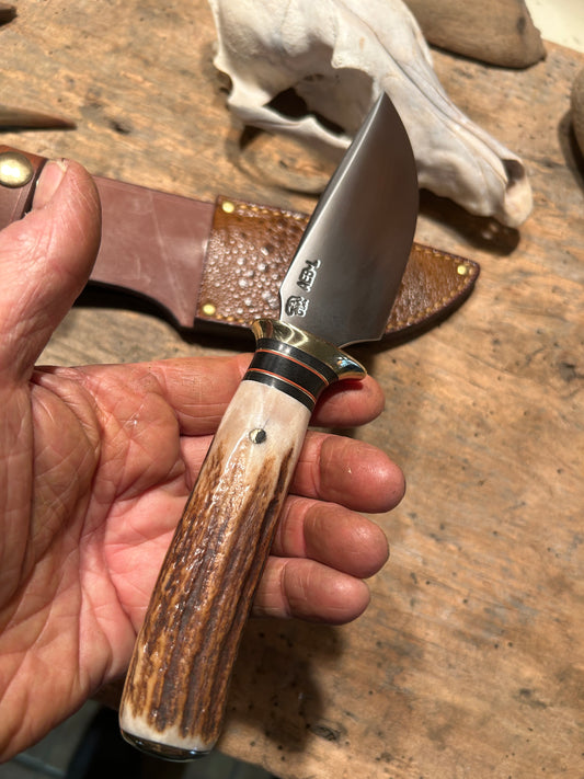 Treeman Alaskan Drop Point AEB-L Stainless Stag Bullfrog Sheath