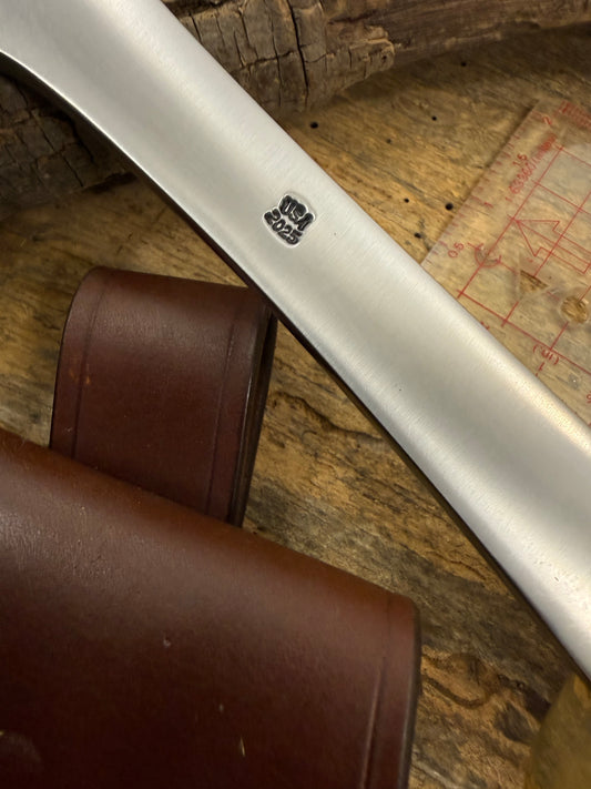 Treeman Camp Axe 15" OAL Horse Hide Brass Crows Beak Butt