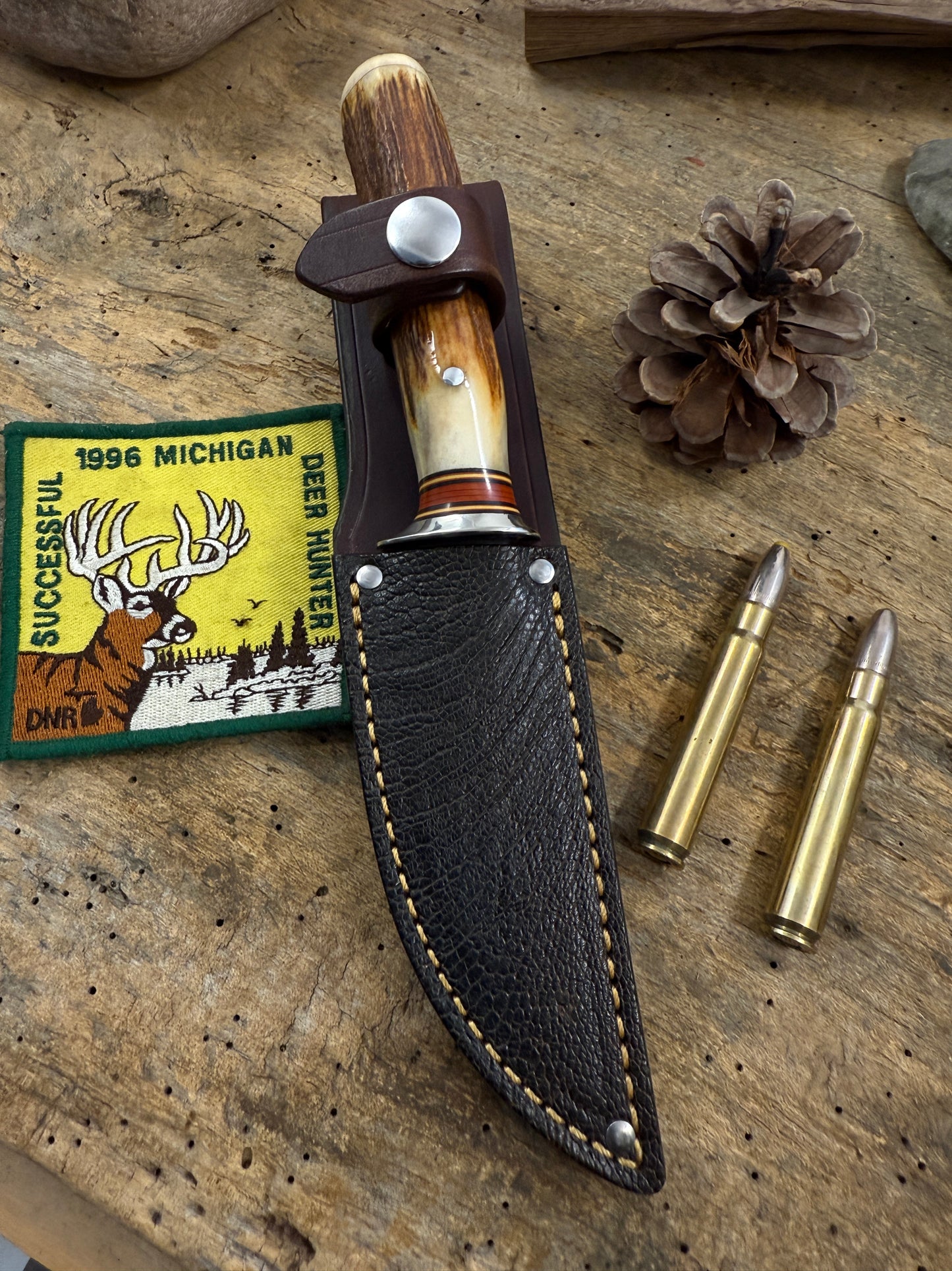 Treeman Deer & Trout 4 1/8" Blade AEBL stainless Sambar stag Mammoth Butt cap NS