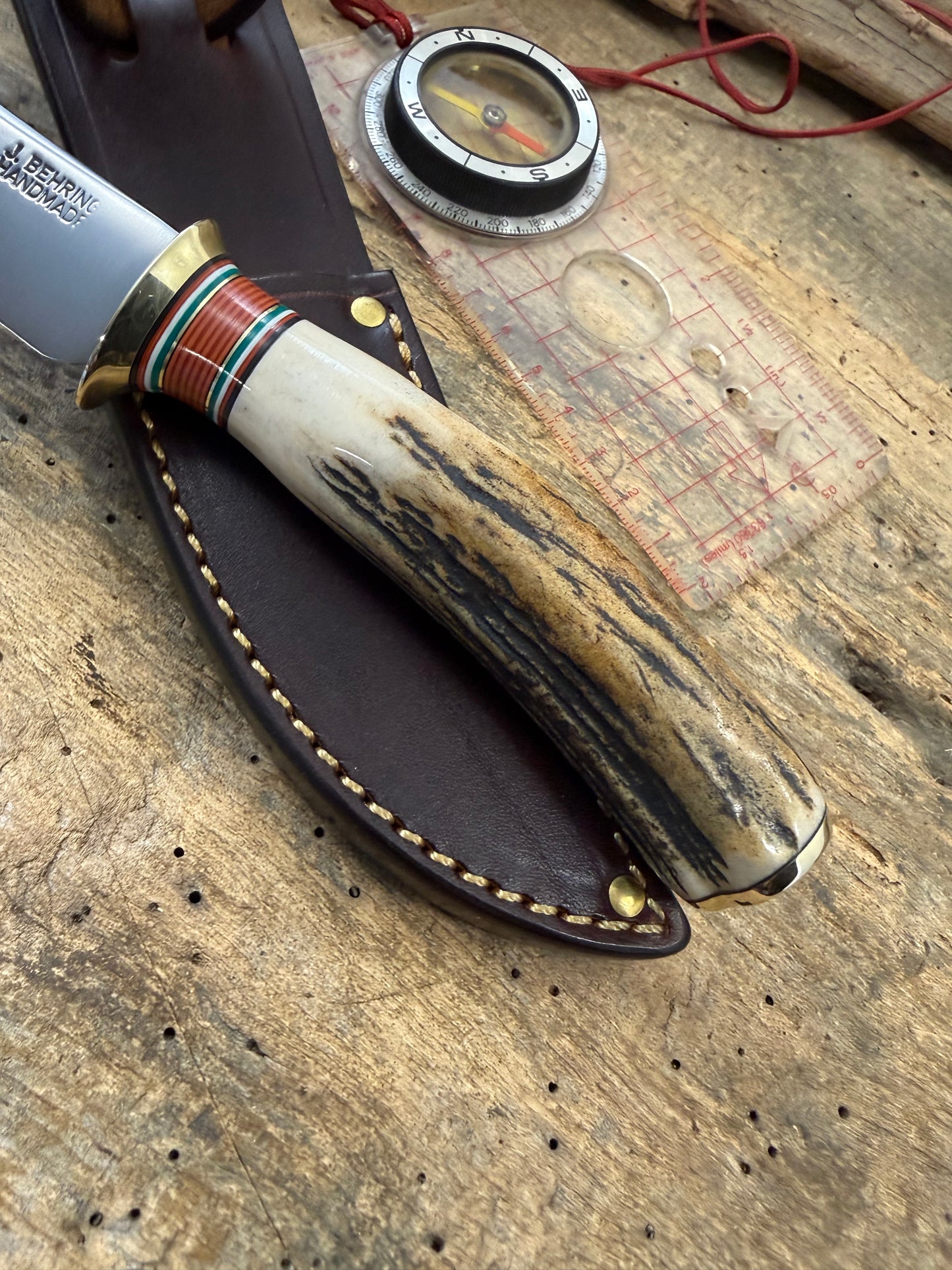 Treeman Traditional Classic Trout & Bird  4" Blade Brass Stag