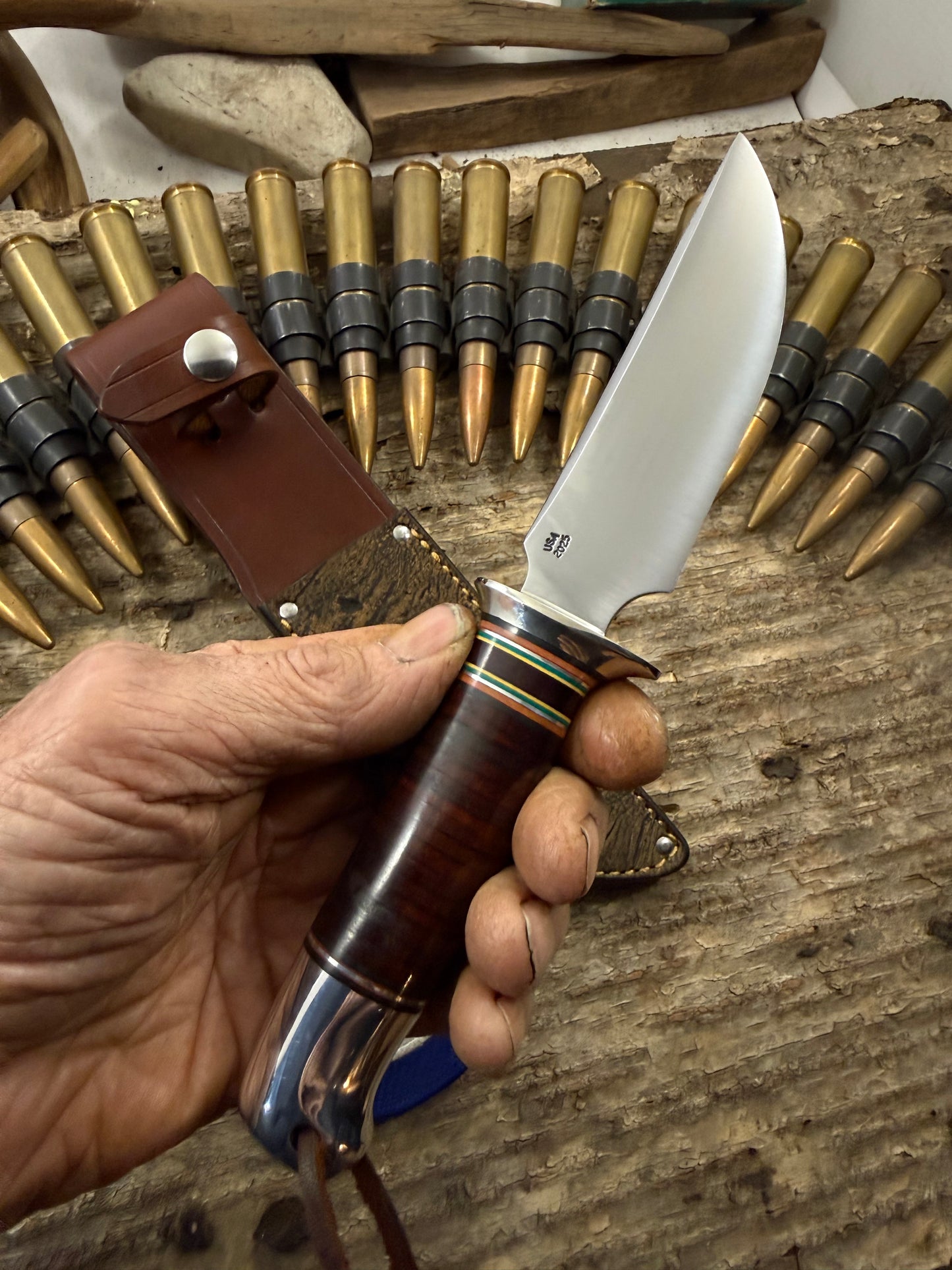 Model 1- 5"  Nickel Guard Horse hide Aluminum Butt