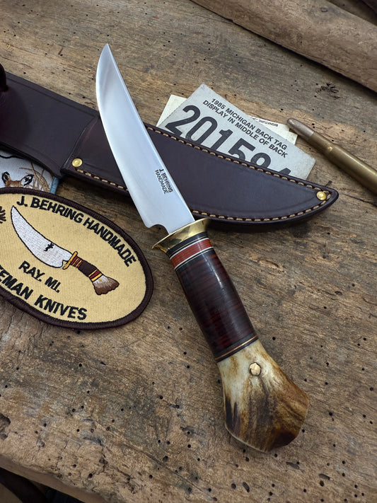 Old School Scagel Style Deer & Trout 5" Blade Horse hide Crotch Stag