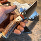 Treeman Michigan Hunter 120 year ols stag Sterling silver pinned Butt Giraffe sheath