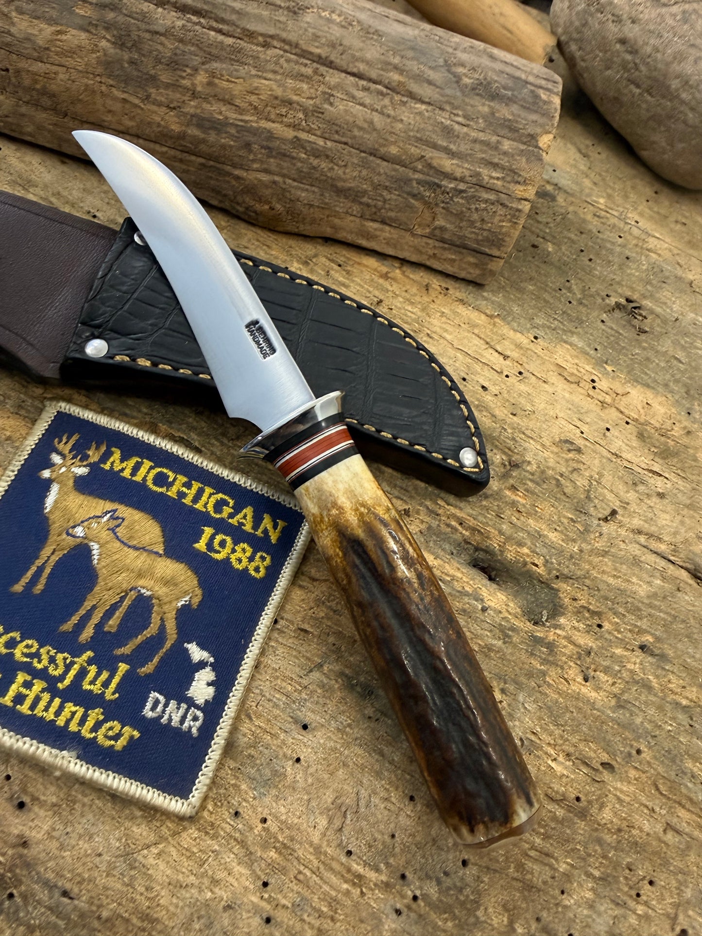 Treeman 4" Ball Cutter Cattleman Stag Crock Sheath