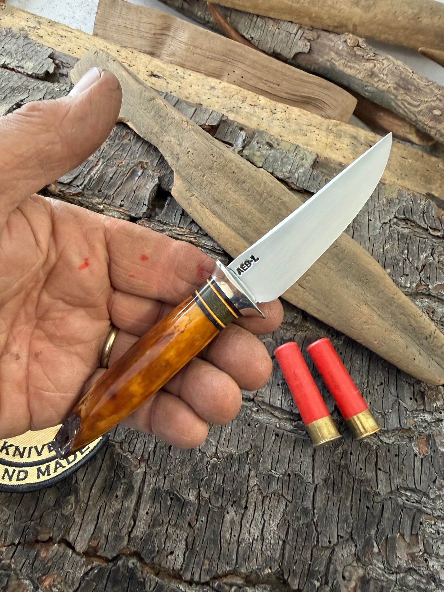 Treeman Artifact Ivory Trout Knife Crock Sheath AEB-L