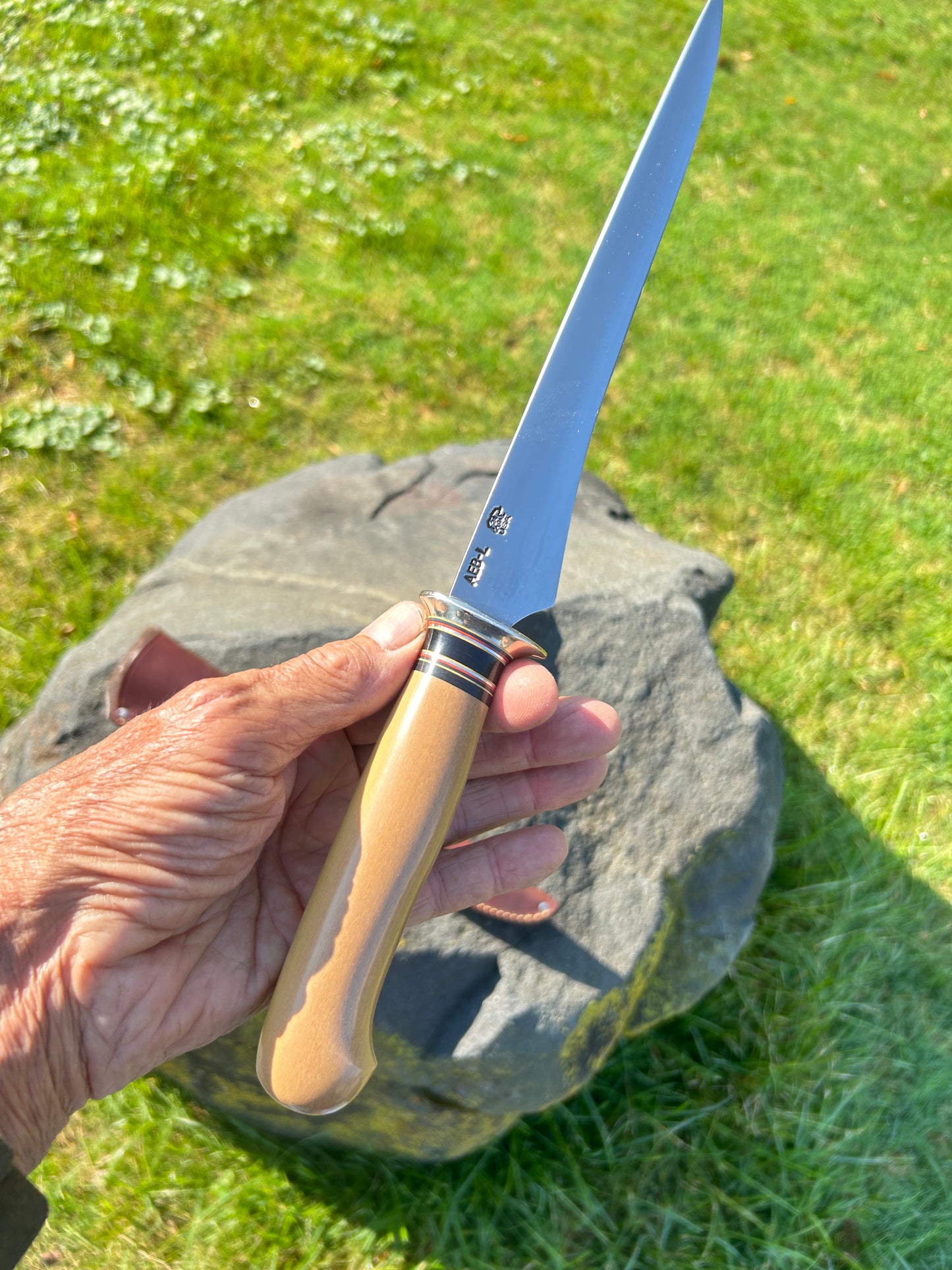 Treeman 9" Filiet Knife AEB-L Stainless Linen Micarta