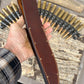 Treeman 8" Double Skull Fighter AEB-L Brass Horsehide aluminum crows beak thong hole Giraffe sheath