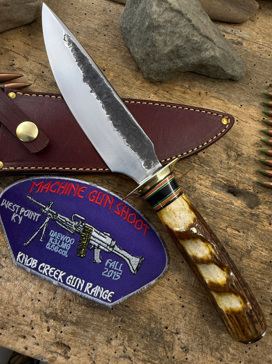 Treeman DBL Skull Fighter 6 3/4" Heavy Duty Hammer Mark Blade Finger Grip Stag