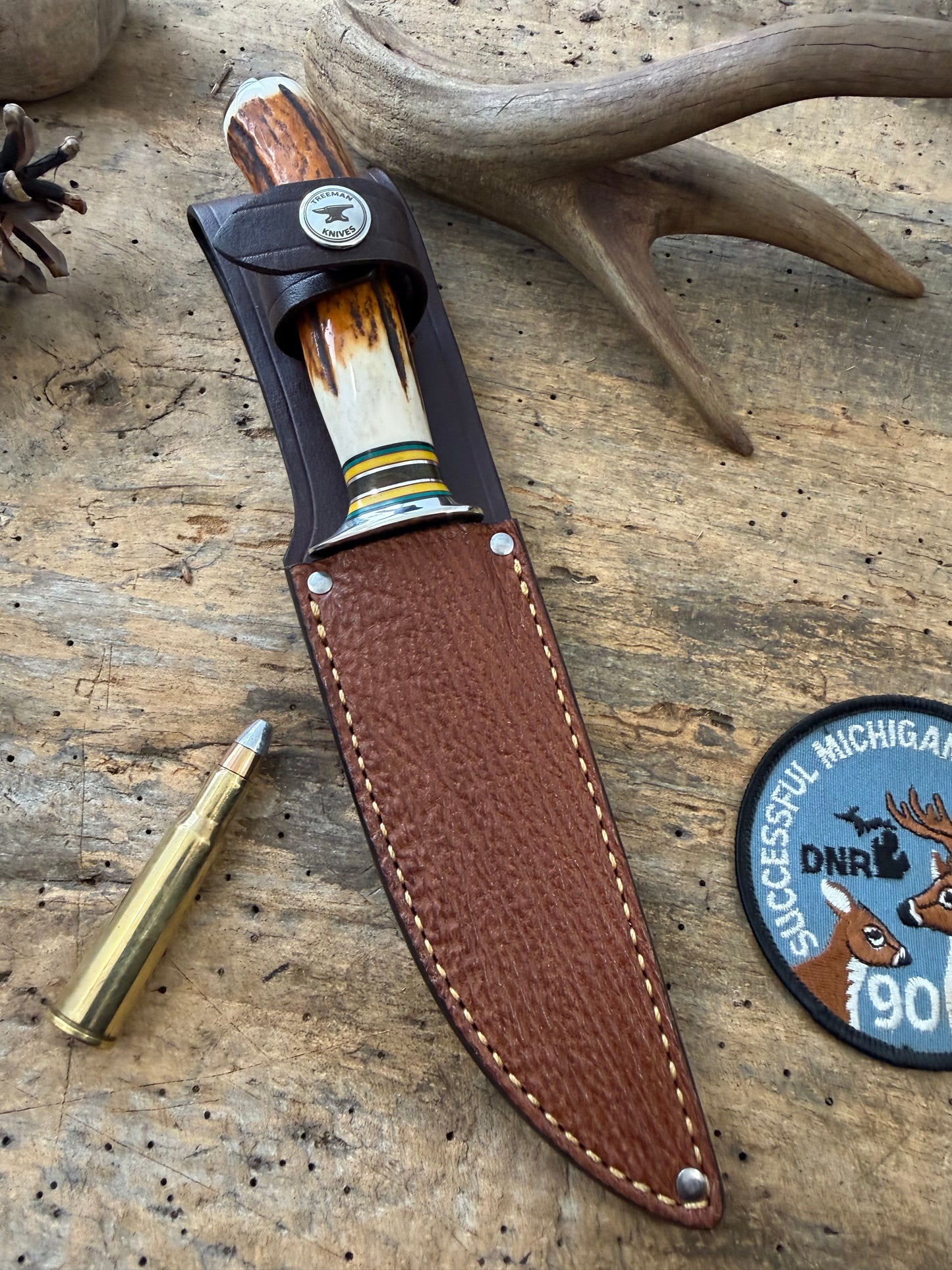 Treeman 5" Sticker AEB-L Stainless Nickel Silver Sambar Stag Mammoth Ivory butt Cap