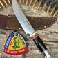 Treeman 8" Double Skull Fighter AEB-L Brass Horsehide aluminum crows beak thong hole Giraffe sheath