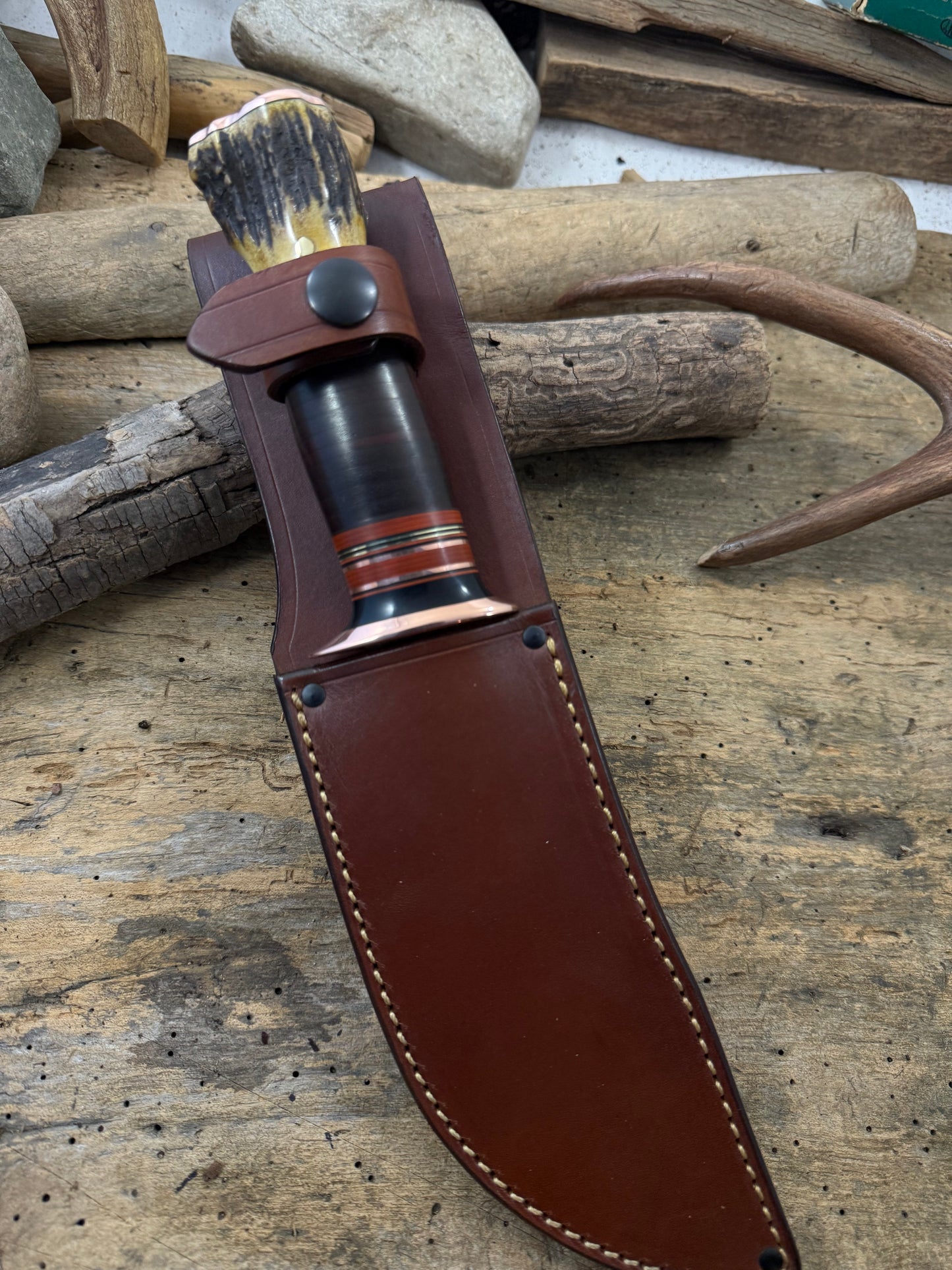 Treeman 6" Woodmonk AEB-L Copper guard Stag Butt