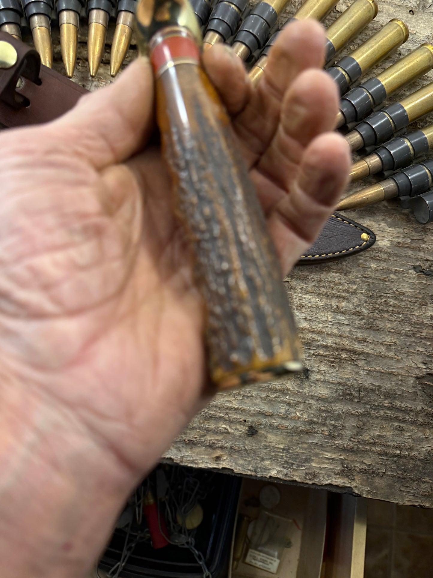 Treeman 7 1/2" Heady Duty Fighter Finger Grip Sambar Stag