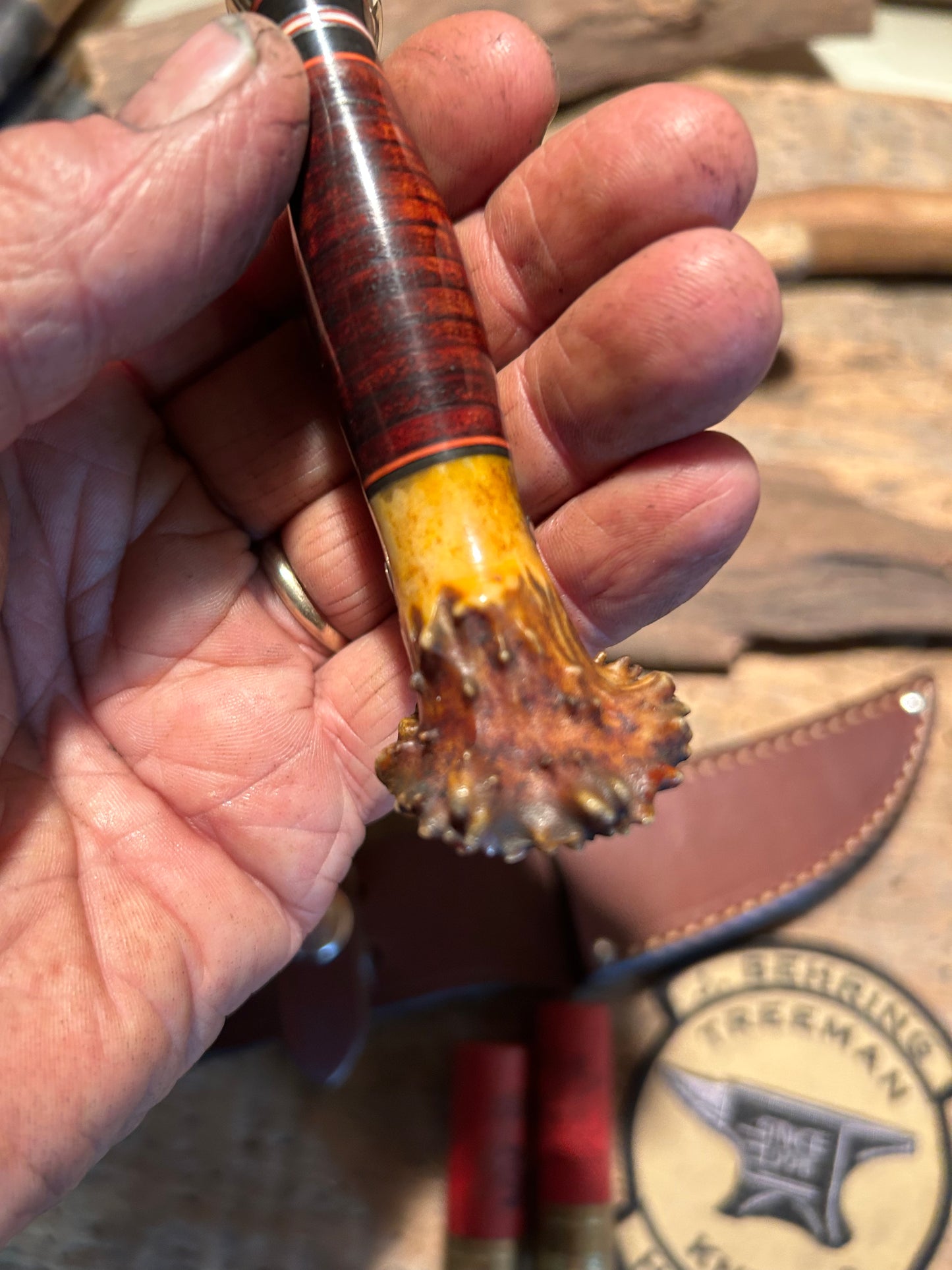 Treeman Michigan Trout Knife 3 1/2" Blade NS HH German Crown Stag